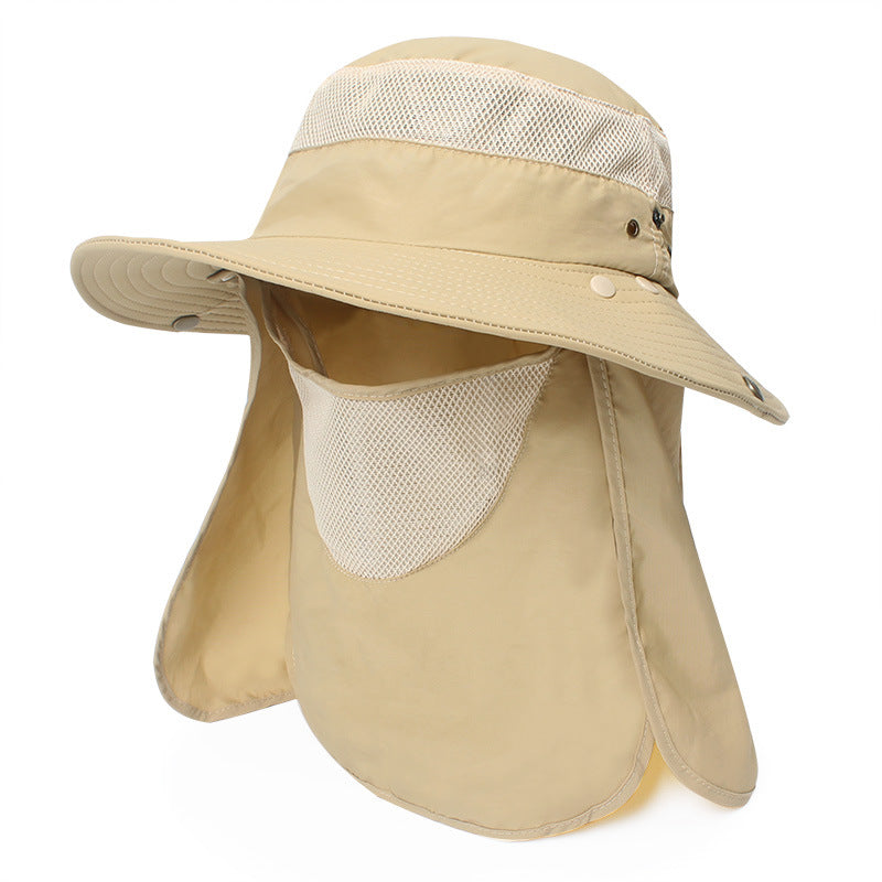 Windproof Sunscreen Summer Cycling Fishing Hat with wide brim and adjustable size, perfect for outdoor activities.