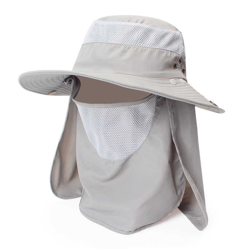 Windproof Sunscreen Summer Cycling Fishing Hat with wide brim and adjustable size, perfect for outdoor activities.