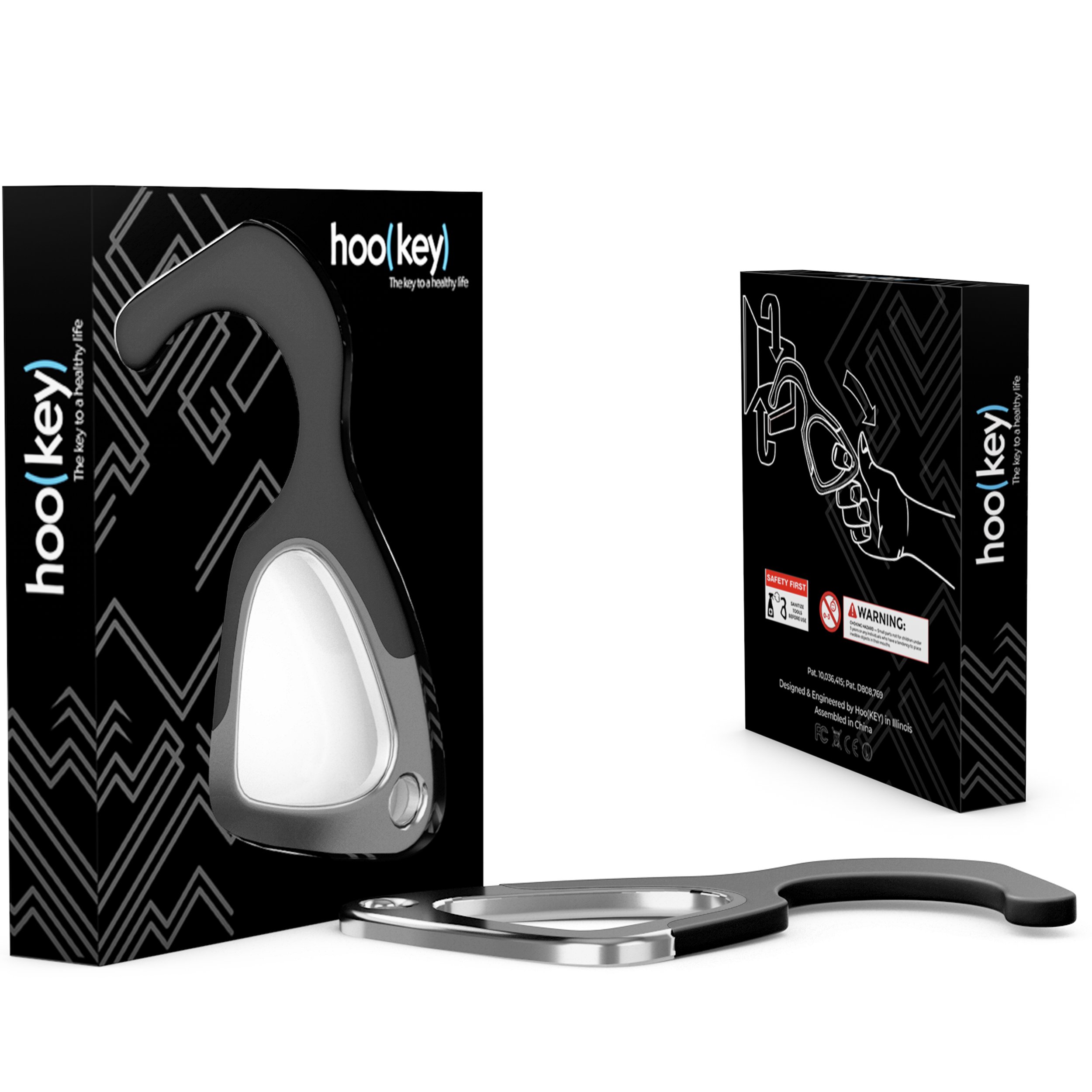 A 6 pack of hoo(key)™, a patented antimicrobial silicone tool designed for contact-free interactions, displayed on a clean surface.