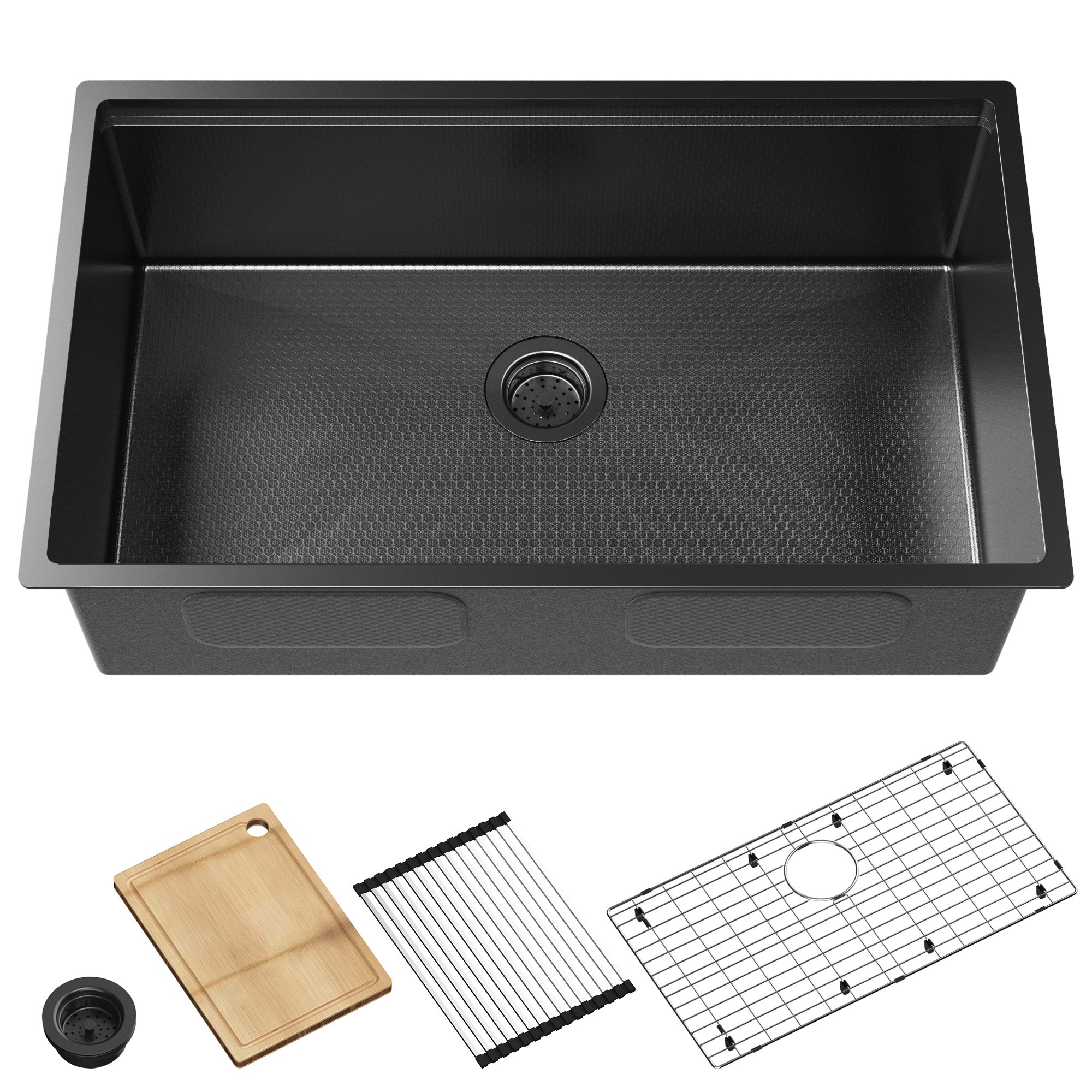 Honeycomb Pattern Nano Coated Workstation Sink made of T304 stainless steel with a unique hexagonal design for easy cleaning.