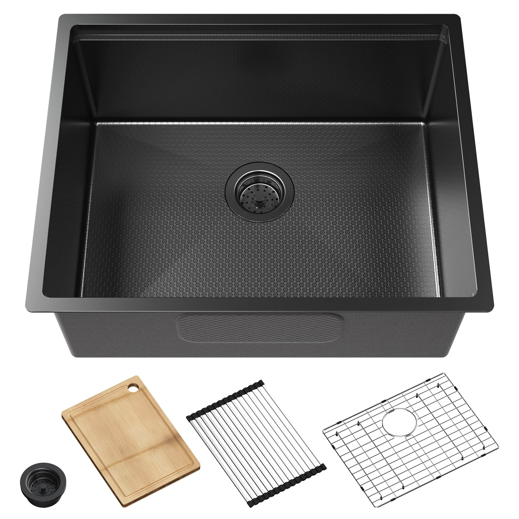 Honeycomb Pattern Nano Coated Workstation Sink made of T304 stainless steel with a unique hexagonal design for easy cleaning.