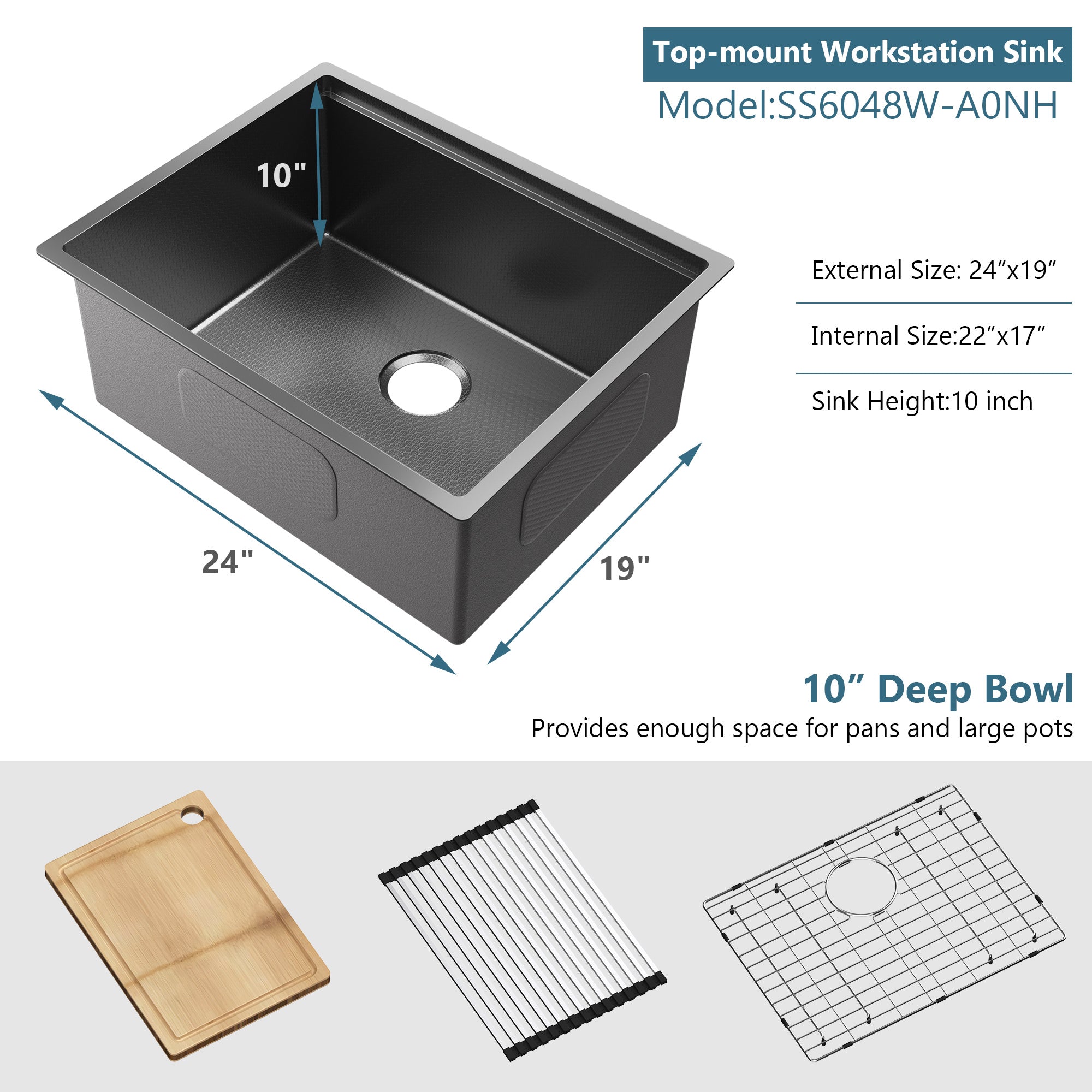 Honeycomb Pattern Nano Coated Workstation Sink made of T304 stainless steel with a unique hexagonal design for easy cleaning.