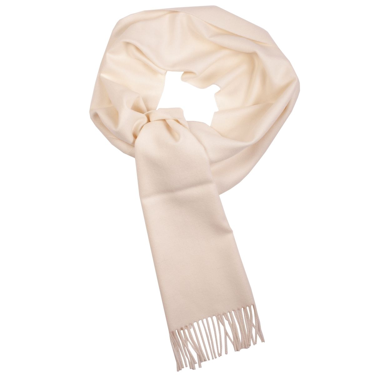 Luxurious white scarf made from 100% baby alpaca wool, showcasing its soft texture and elegant design, perfect for winter wear.