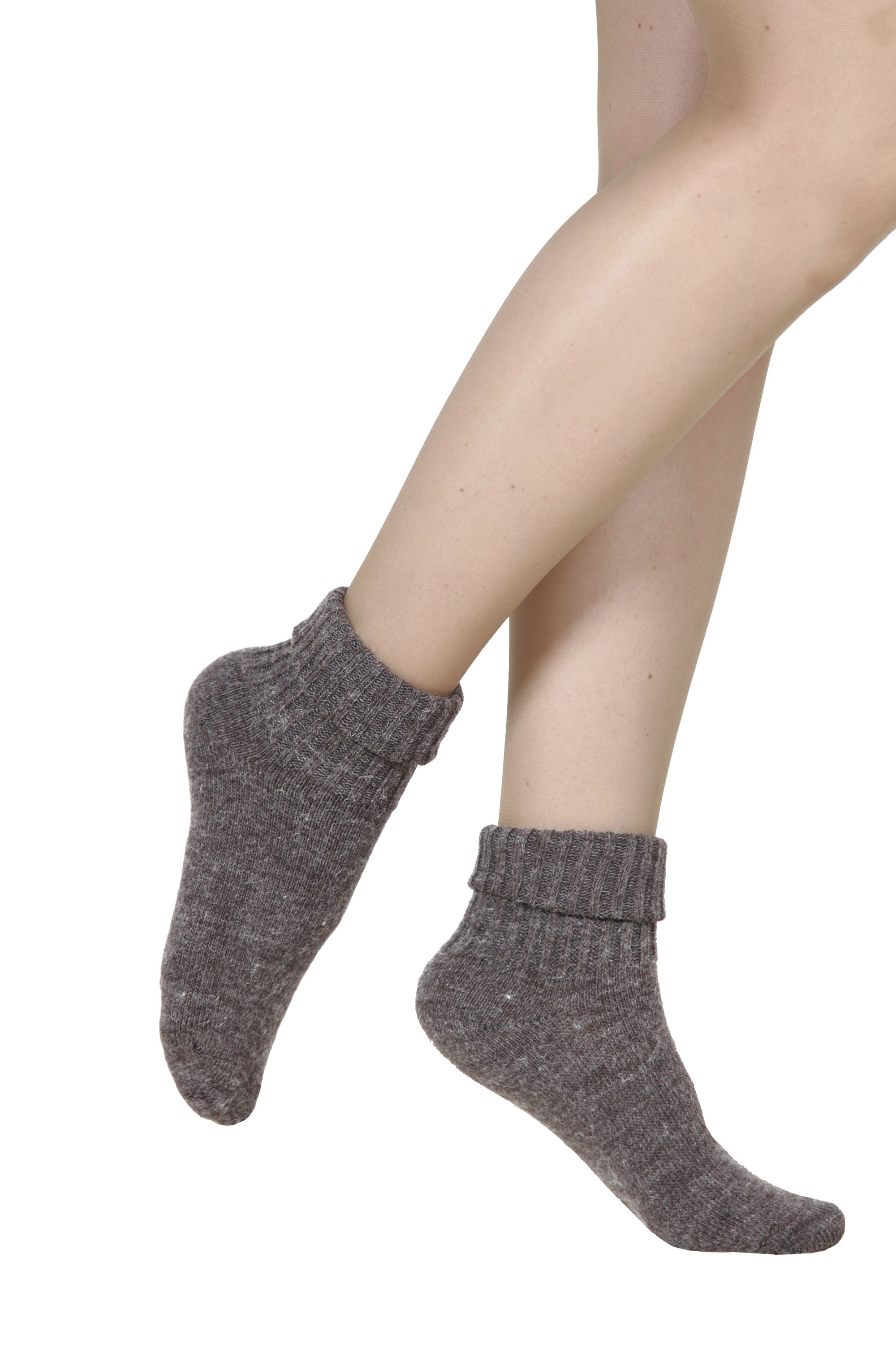 ALPAKA mocca socks in gray-brown color, showcasing their soft texture and elegant design.