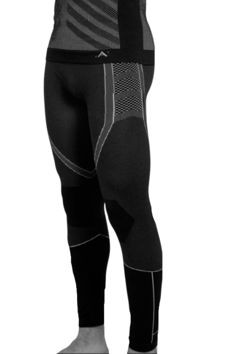 ENERGY black unisex thermal leggings displayed on a neutral background, showcasing their soft fabric and seamless design.