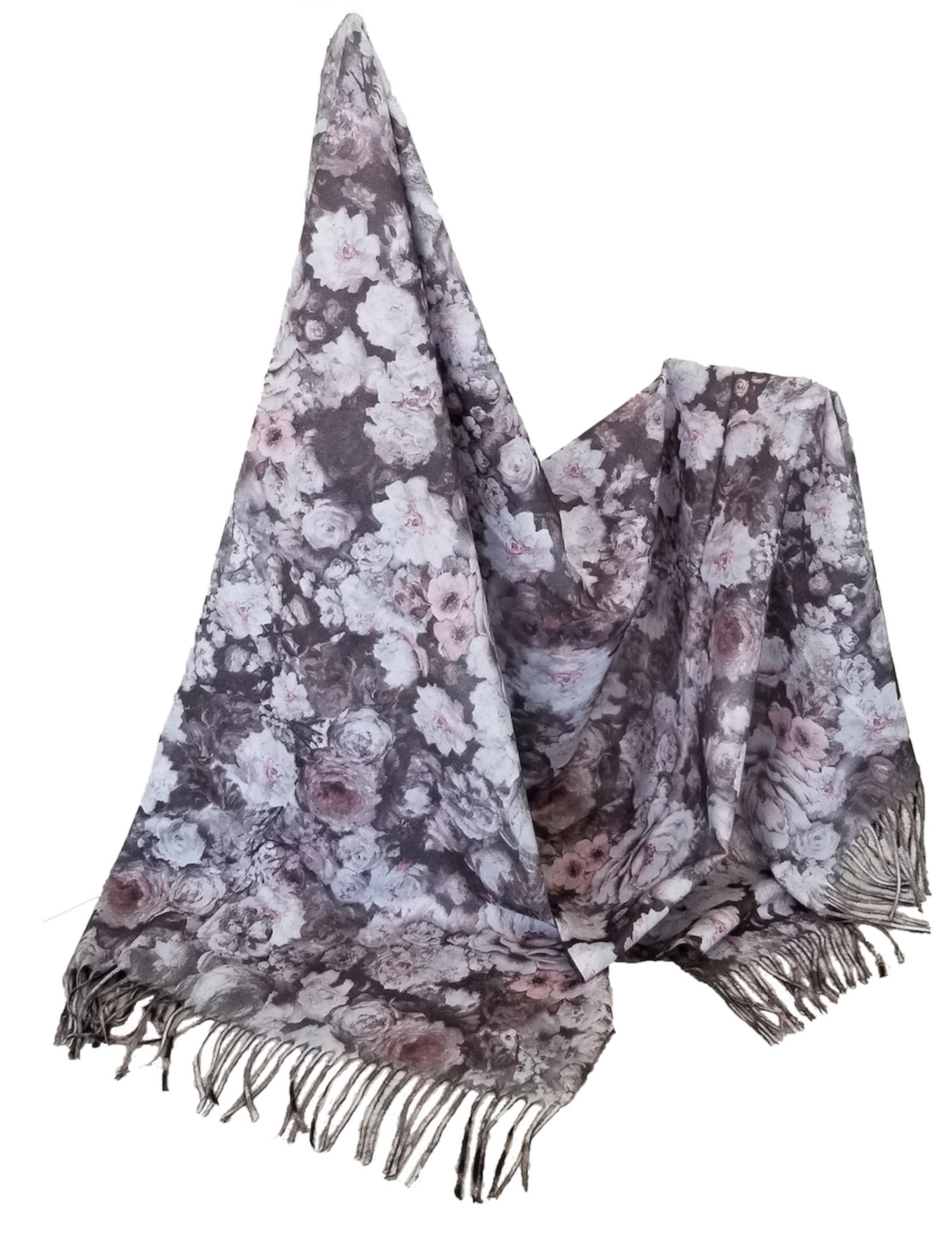 Floral and leopard print reversible scarf by NICCI, showcasing vibrant patterns and soft texture.