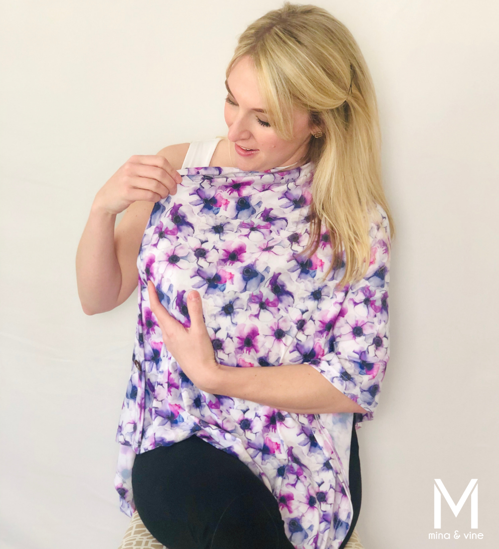 Freespirited Floral Multi-Way Smart Scarf featuring a vibrant floral print, designed for nursing and versatile use.