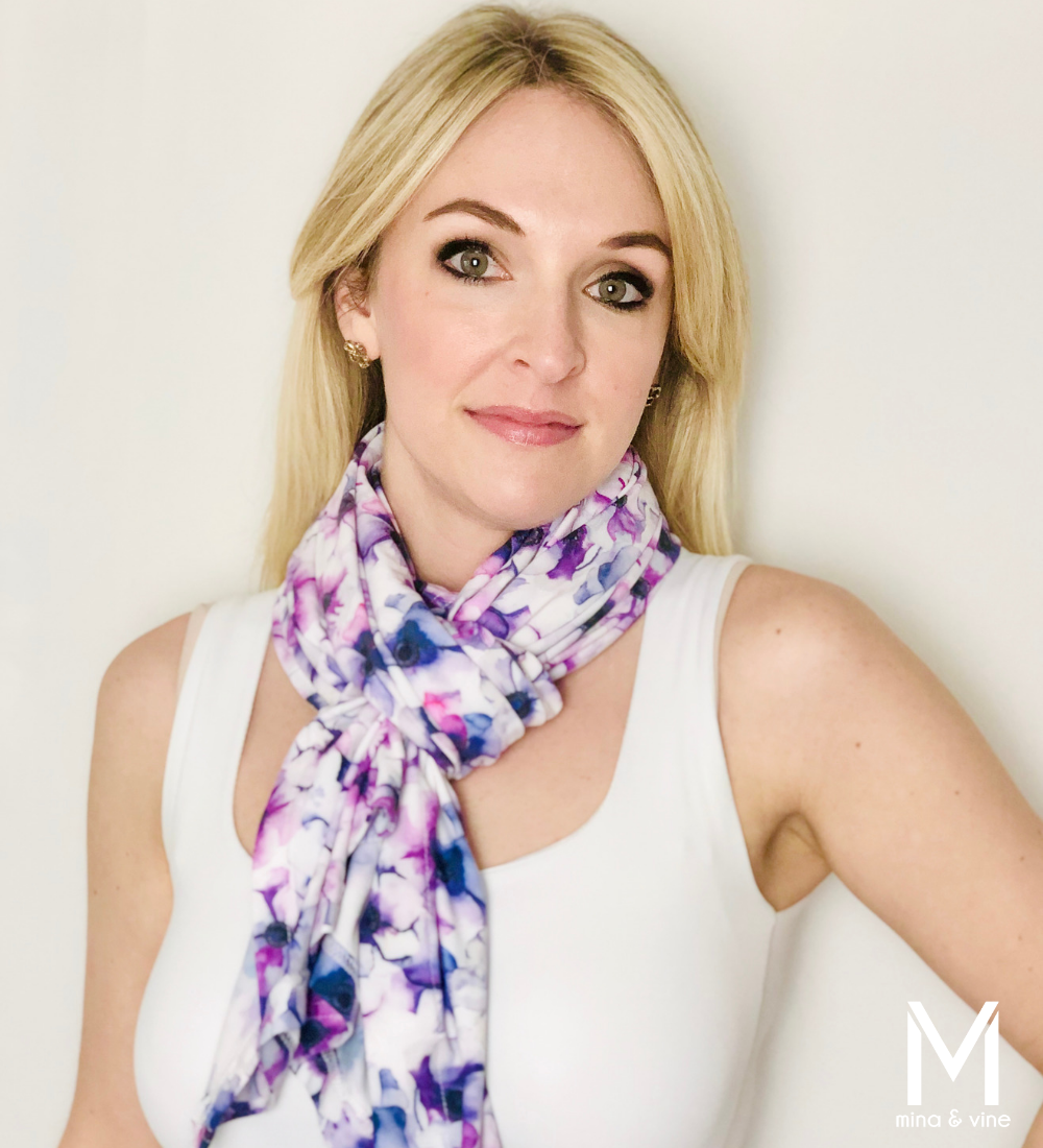 Freespirited Floral Multi-Way Smart Scarf featuring a vibrant floral print, designed for nursing and versatile use.