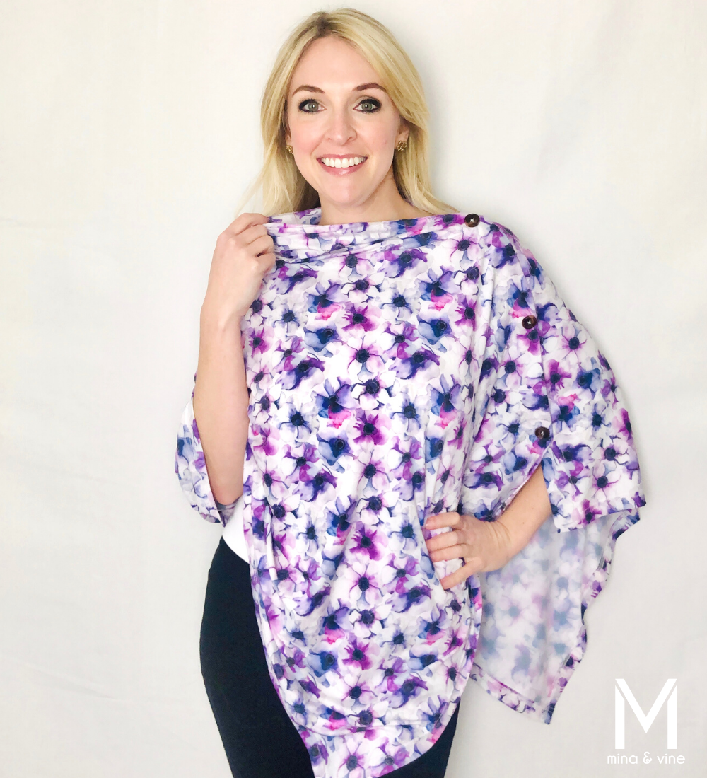 Freespirited Floral Multi-Way Smart Scarf featuring a vibrant floral print, designed for nursing and versatile use.