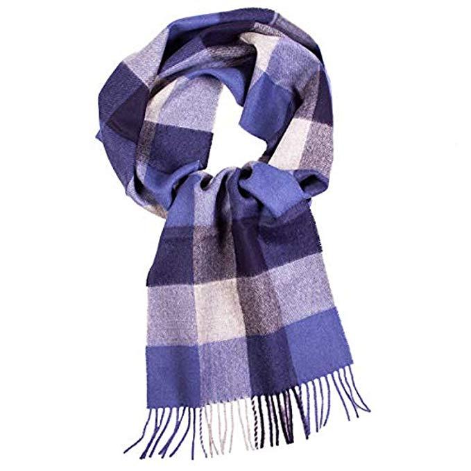 Luxurious blue 100% baby alpaca scarf, soft and warm, perfect for winter wear.