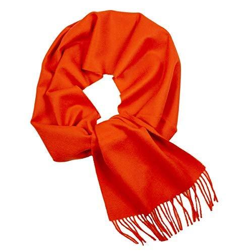 Luxurious orange scarf made from 100% baby alpaca wool, showcasing its soft texture and elegant design.