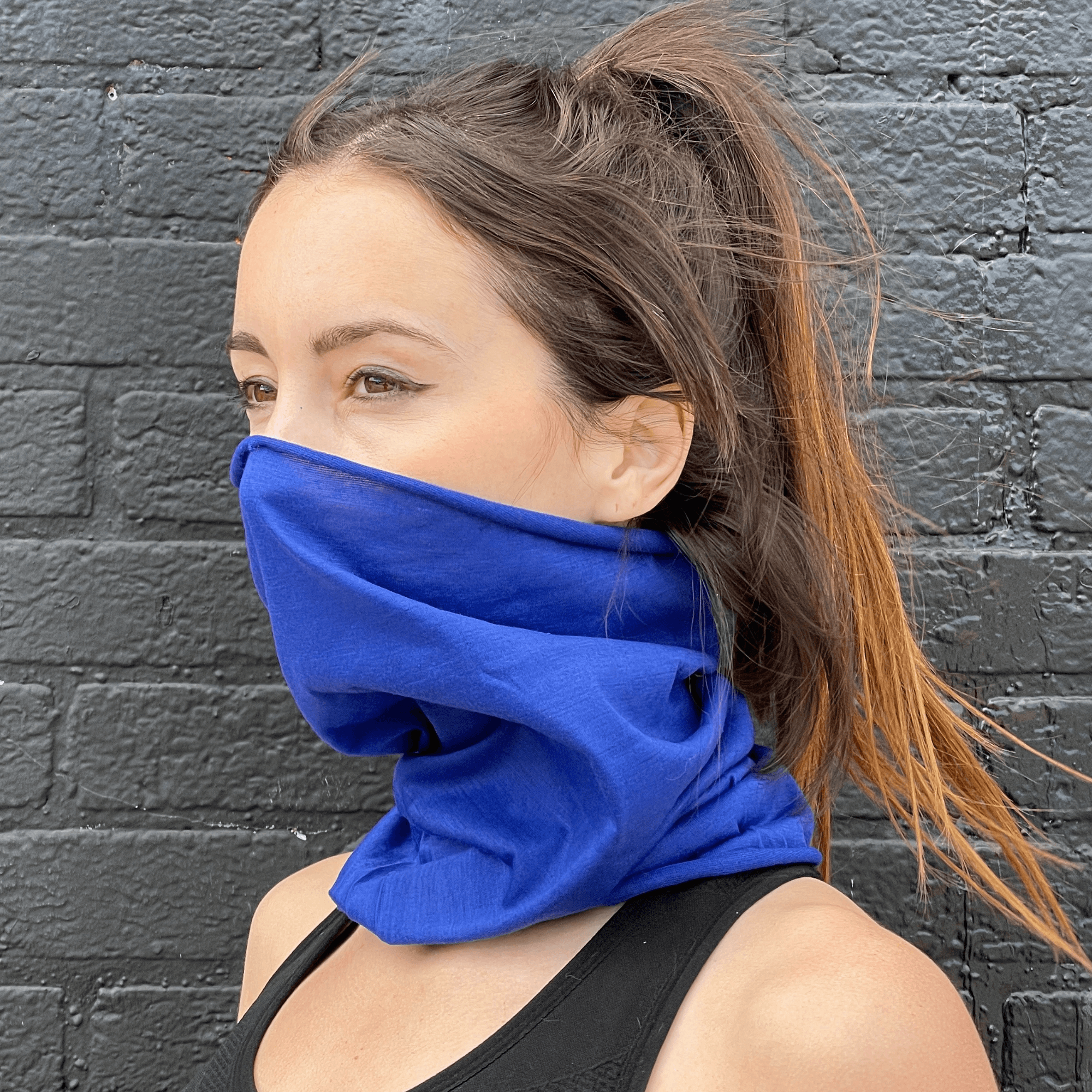 A stylish Hemless Neck Gaiter in various colors, designed for outdoor activities like hiking and cycling, showcasing its versatility and comfort.