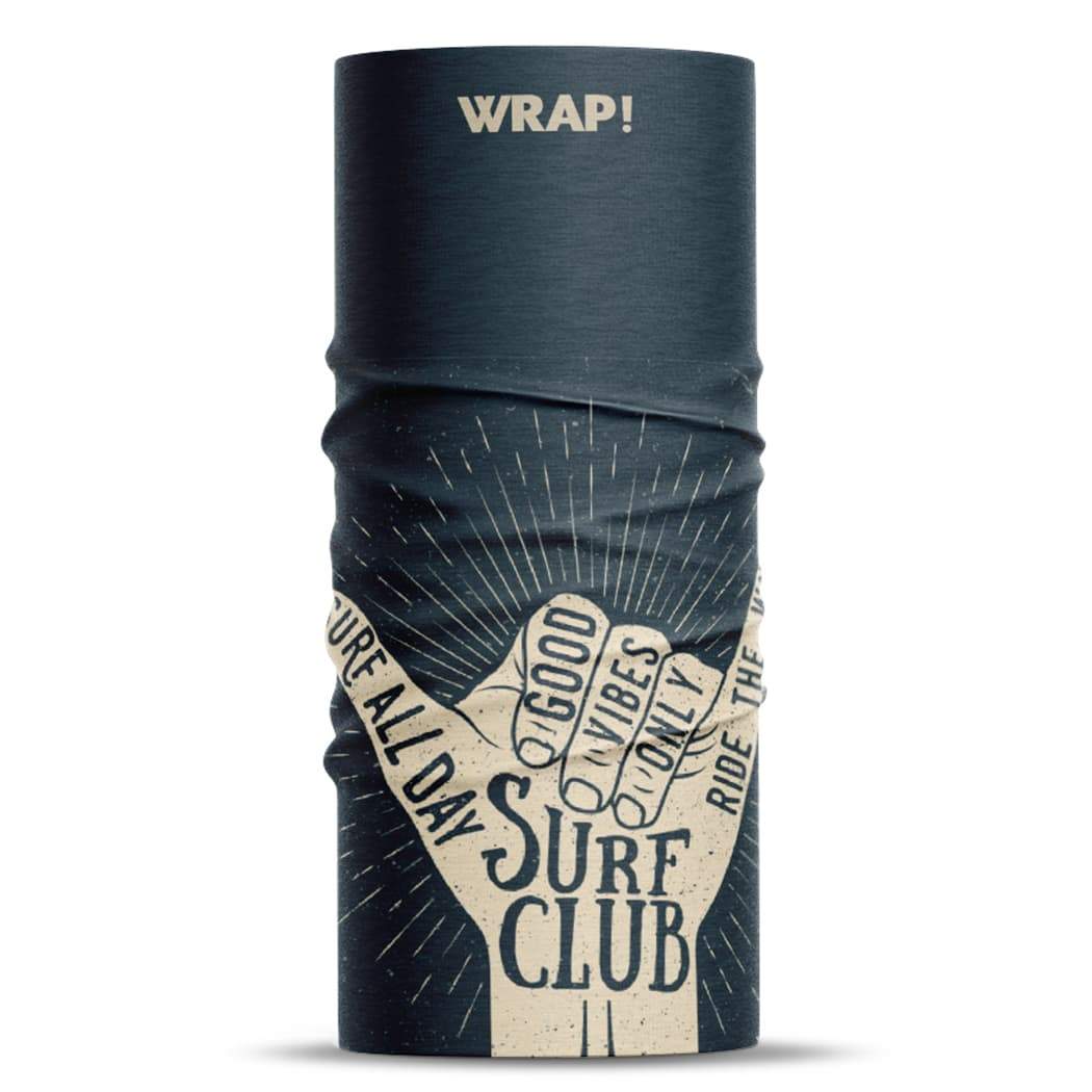 Kids Surf Club Wrap in vibrant colors, showcasing its multifunctional design for head, face, and neck protection.