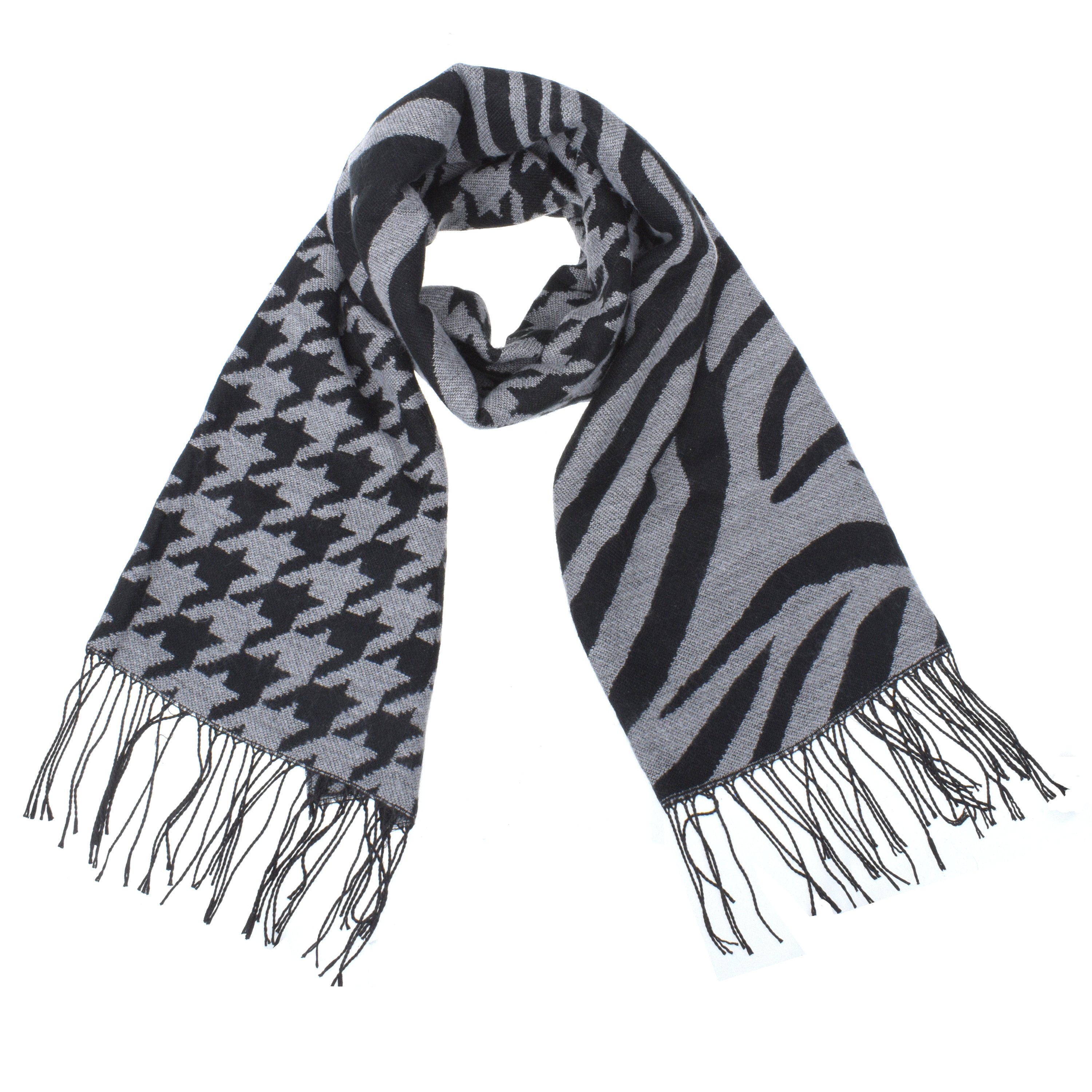 Main Large Houndstooth and Zebra Combo Scarf image