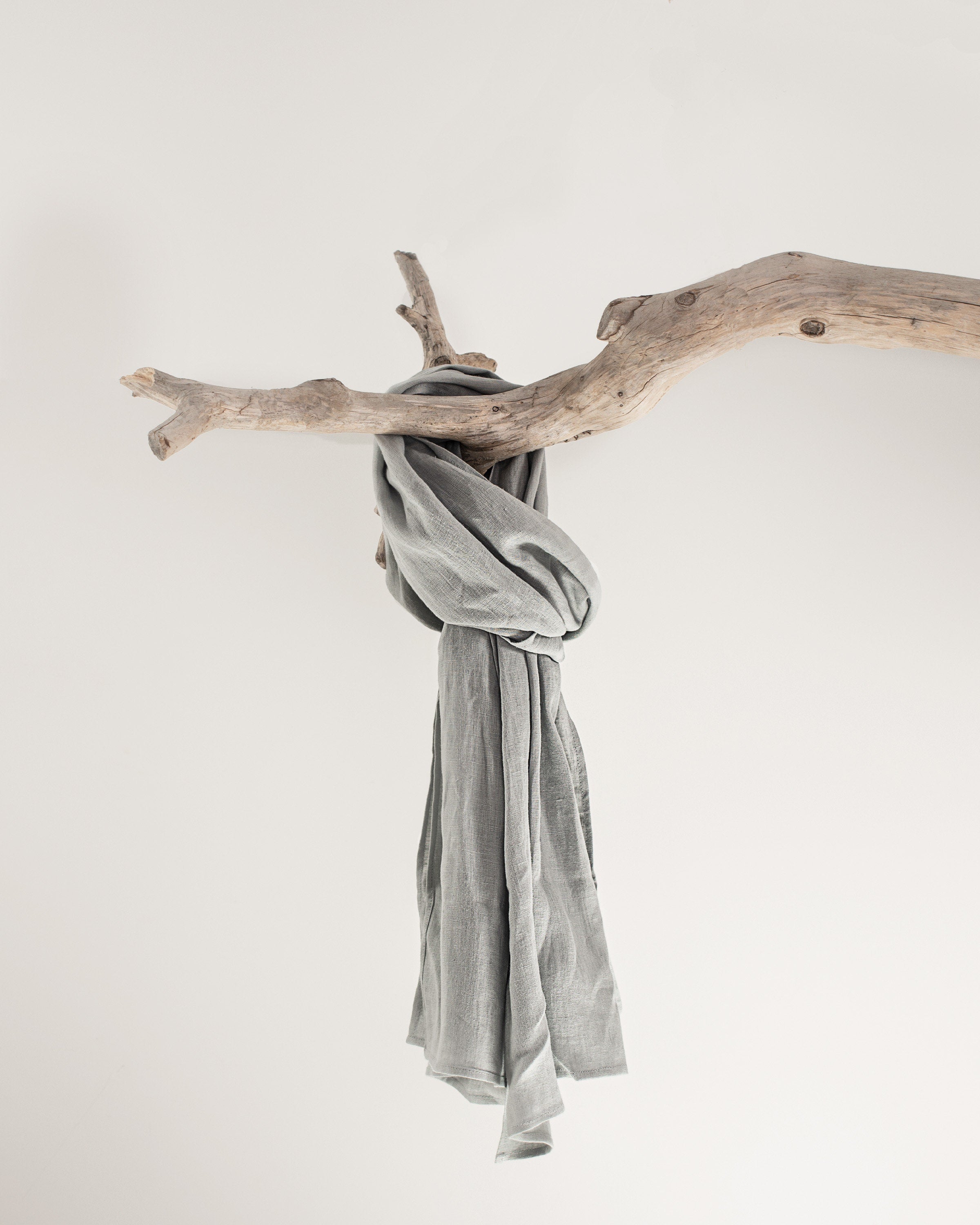 Light Grey Linen Scarf made from 100% stonewashed linen, showcasing its soft texture and elegant design.