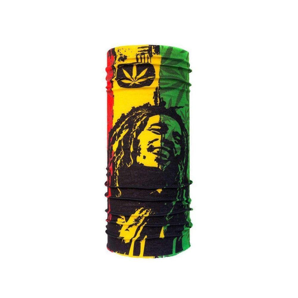 Bob Marley Neck Gaiter/Face Mask featuring vibrant colors and iconic design, made from soft and breathable material.