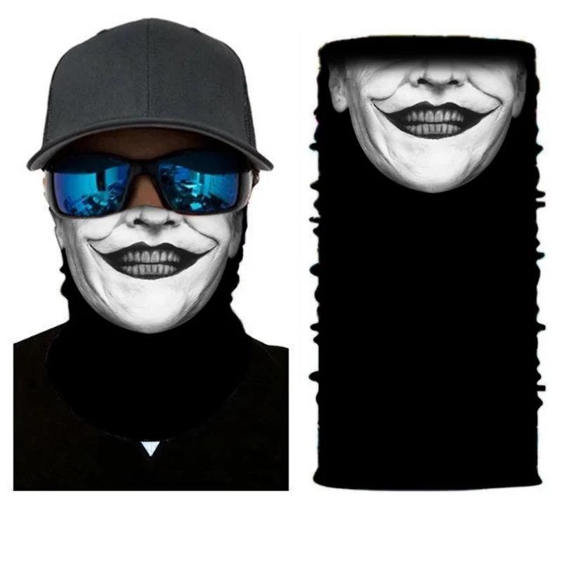 Joker Neck Gaiter/Face Mask displayed in a vibrant design, showcasing its seamless and stretchable material.