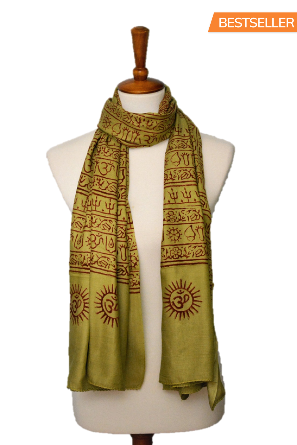 Large OM Yoga Meditation Mantra Prayer Shawl featuring sacred OM and Hindu symbols, made from soft viscose fabric.