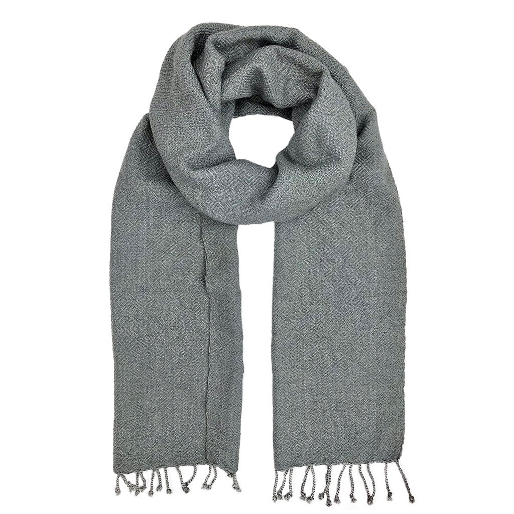 Organic Cotton Diamond Scarf with hand-knotted tassels in earthy tones, showcasing a classic diamond pattern.