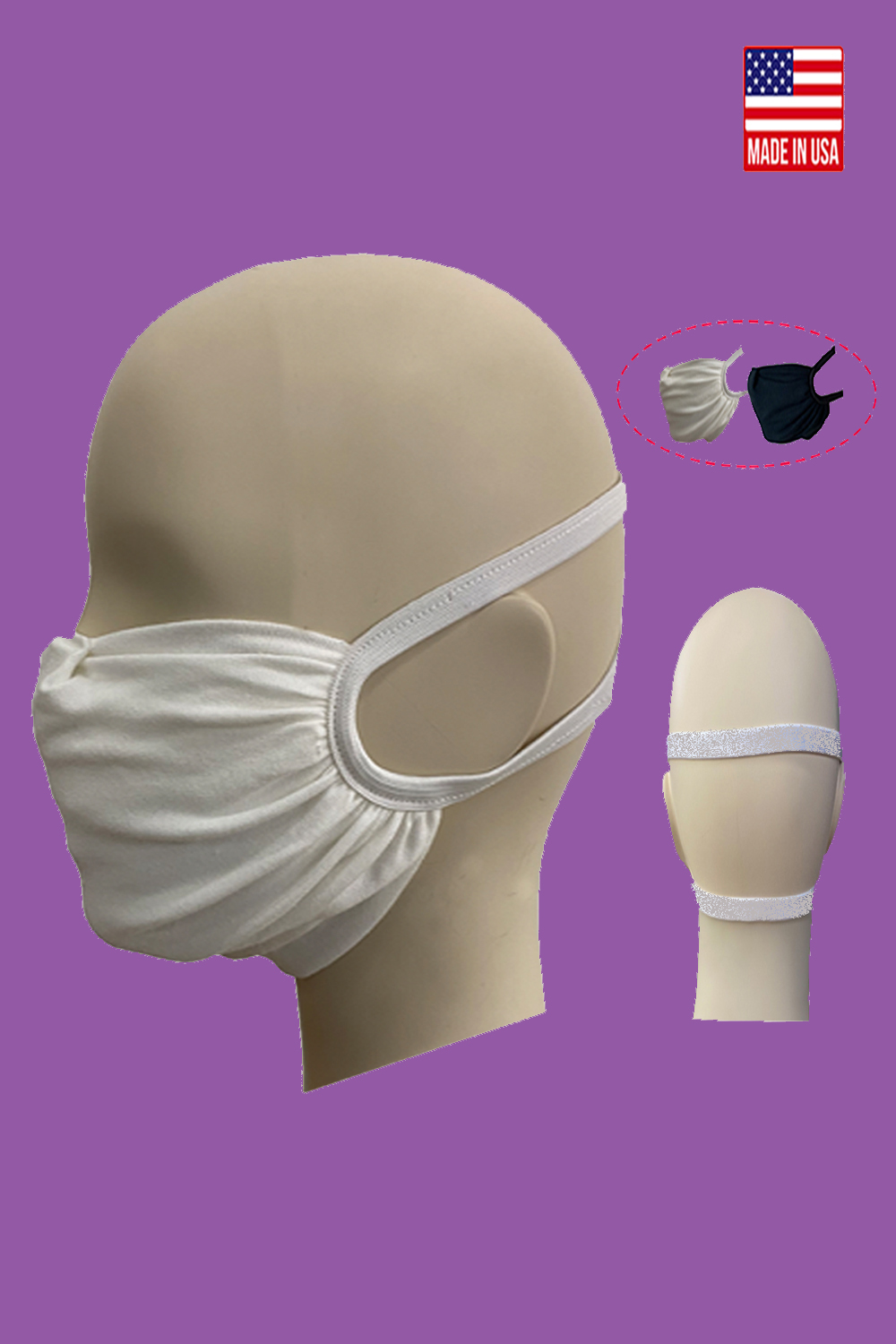 Stretchable elastic head loop washable reusable anti-dust shield mask, featuring a comfortable fit and inner filter pocket.