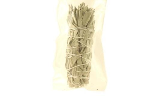 A 2.7oz bag of White Sage Smudge Loose Leaves, showcasing the natural, aromatic sage leaves inside a clear resealable package.