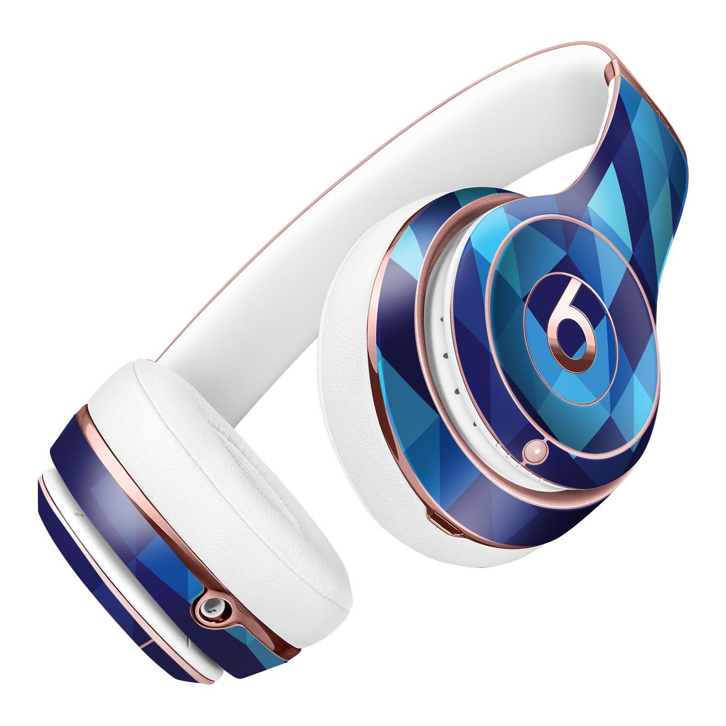 50 Shades of Blue Geometric Triangles Skin Kit for Beats by Dre Solo 3 Wireless Headphones, showcasing vibrant geometric patterns.