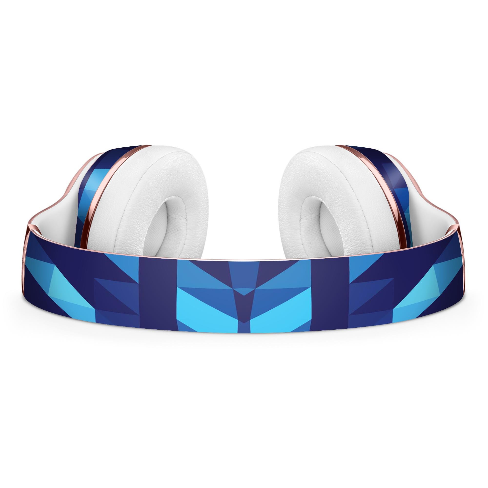 50 Shades of Blue Geometric Triangles Skin Kit for Beats by Dre Solo 3 Wireless Headphones, showcasing vibrant geometric patterns.