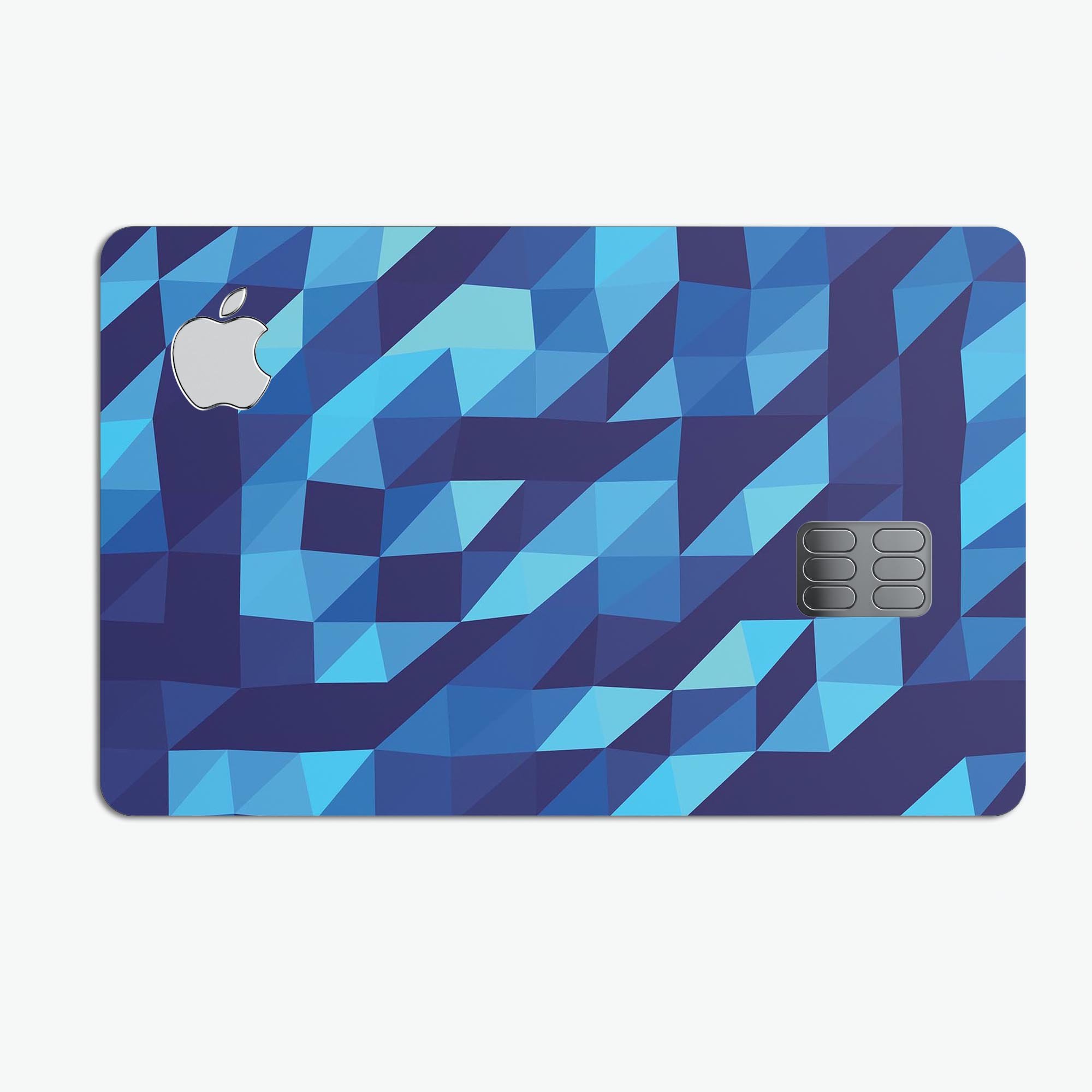 50 Shades of Blue Geometric Triangles decal for Apple Card, showcasing vibrant colors and geometric patterns.