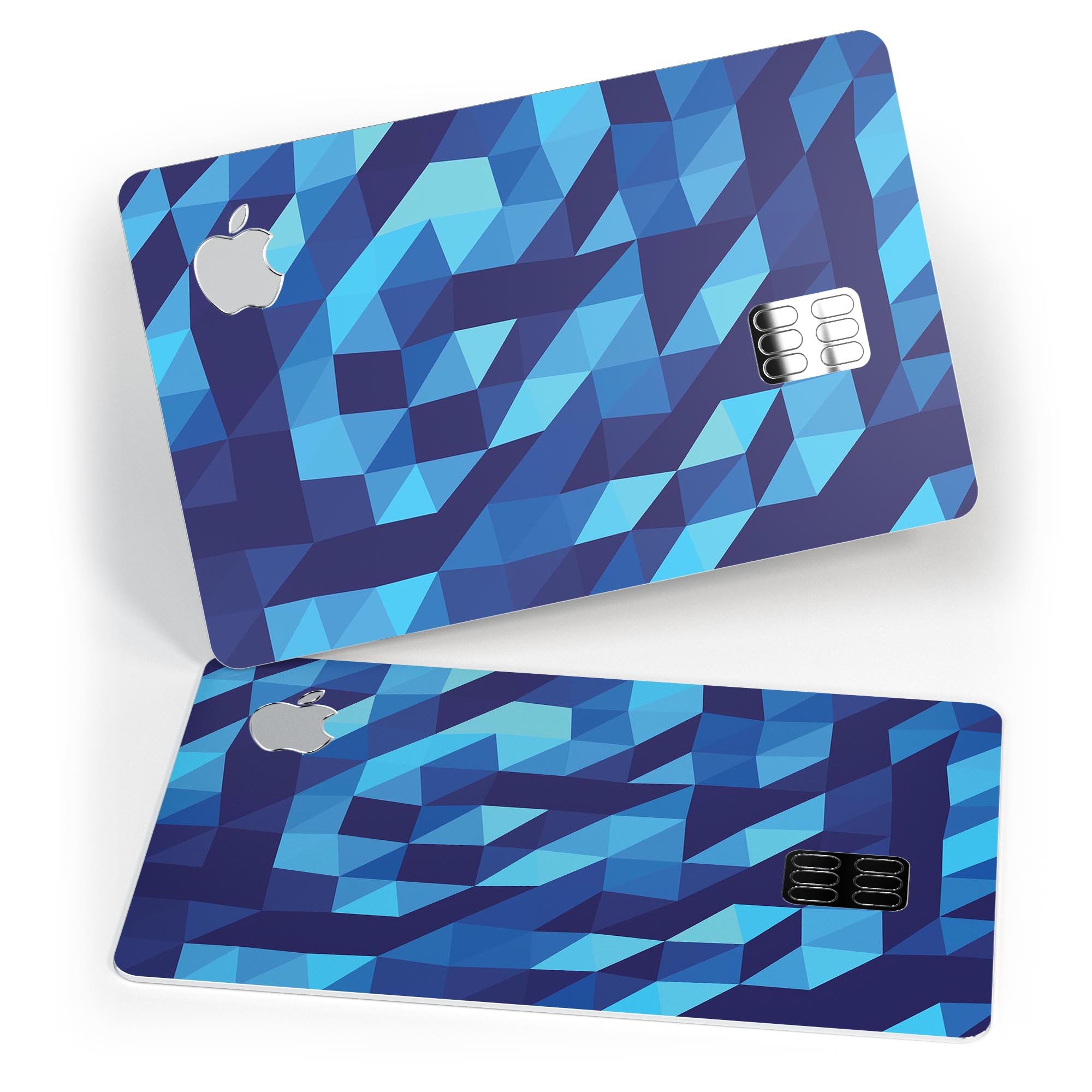 50 Shades of Blue Geometric Triangles decal for Apple Card, showcasing vibrant colors and geometric patterns.