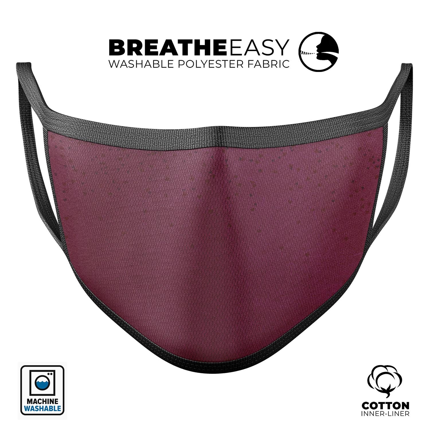 50 Shades of Burgundy Micro Hearts face mask, featuring a stylish design with micro heart patterns, made from soft cotton and memory foam.