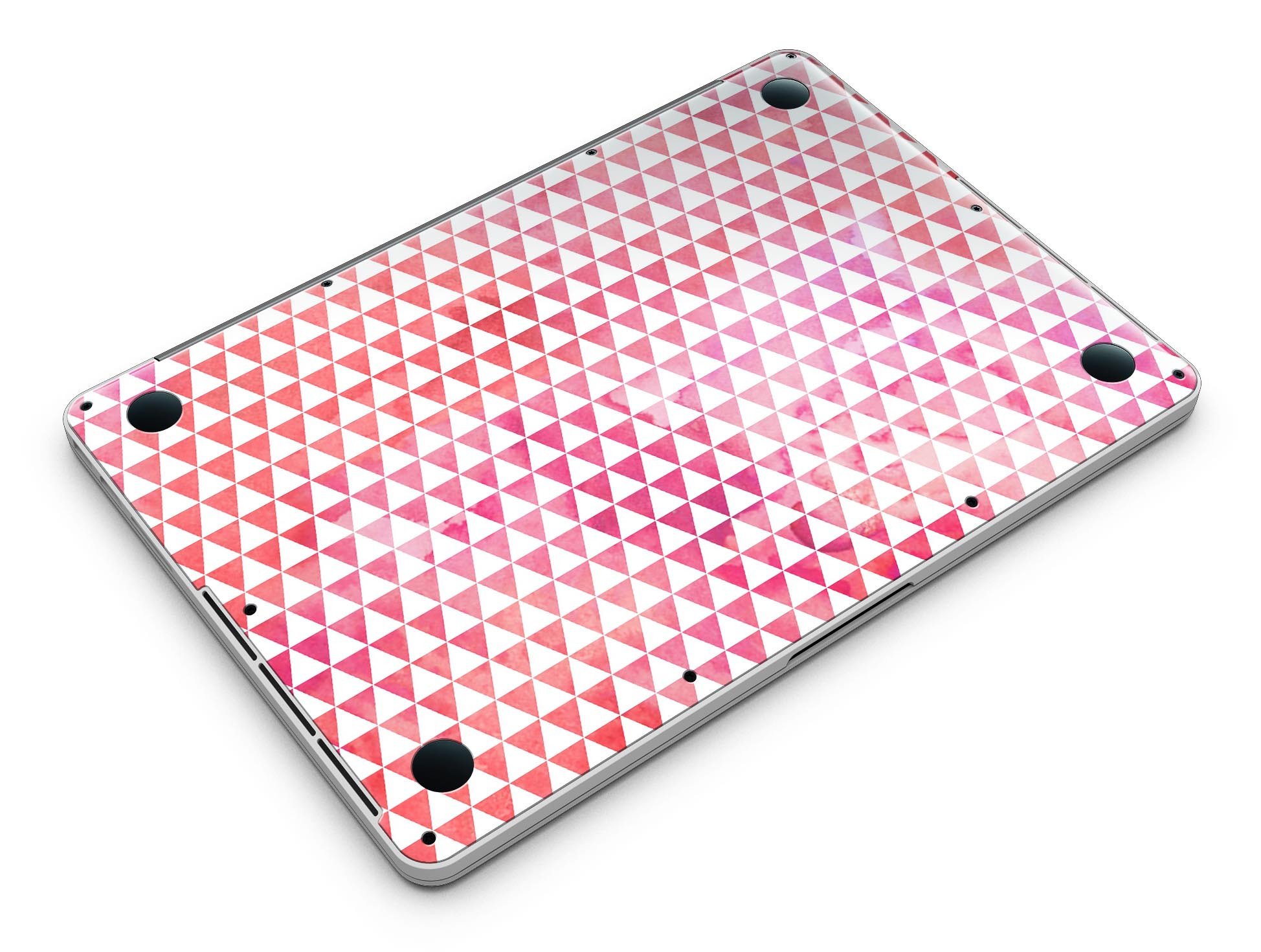 Stylish 50 Shades of Pink Micro Triangles skin for MacBook Pro with Retina Display, showcasing vibrant pink triangles on a sleek surface.