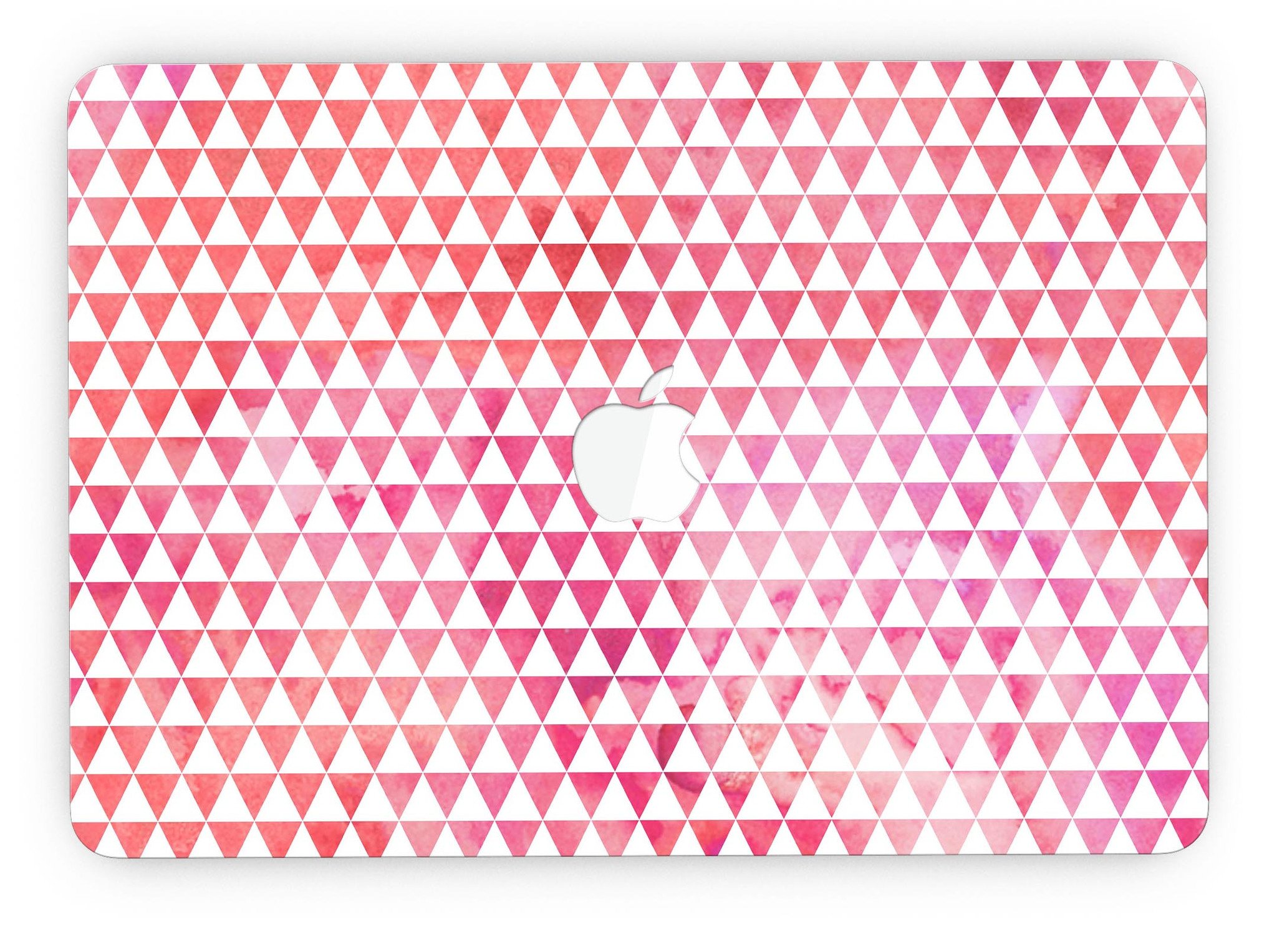 Stylish 50 Shades of Pink Micro Triangles skin for MacBook Pro with Retina Display, showcasing vibrant pink triangles on a sleek surface.