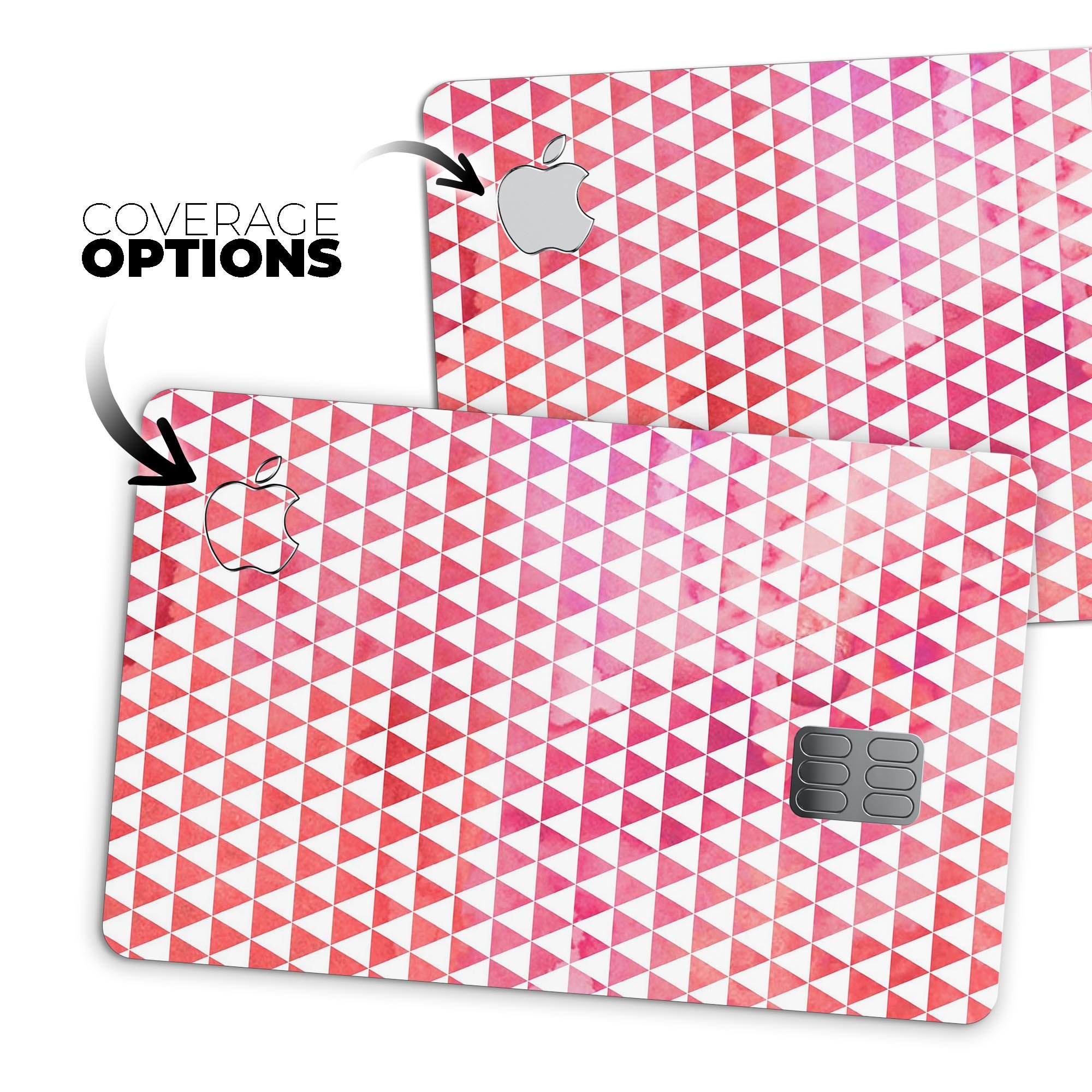 50 Shades of Pink Micro Triangles skin kit for Apple Card, showcasing a vibrant pink design with micro triangle patterns.