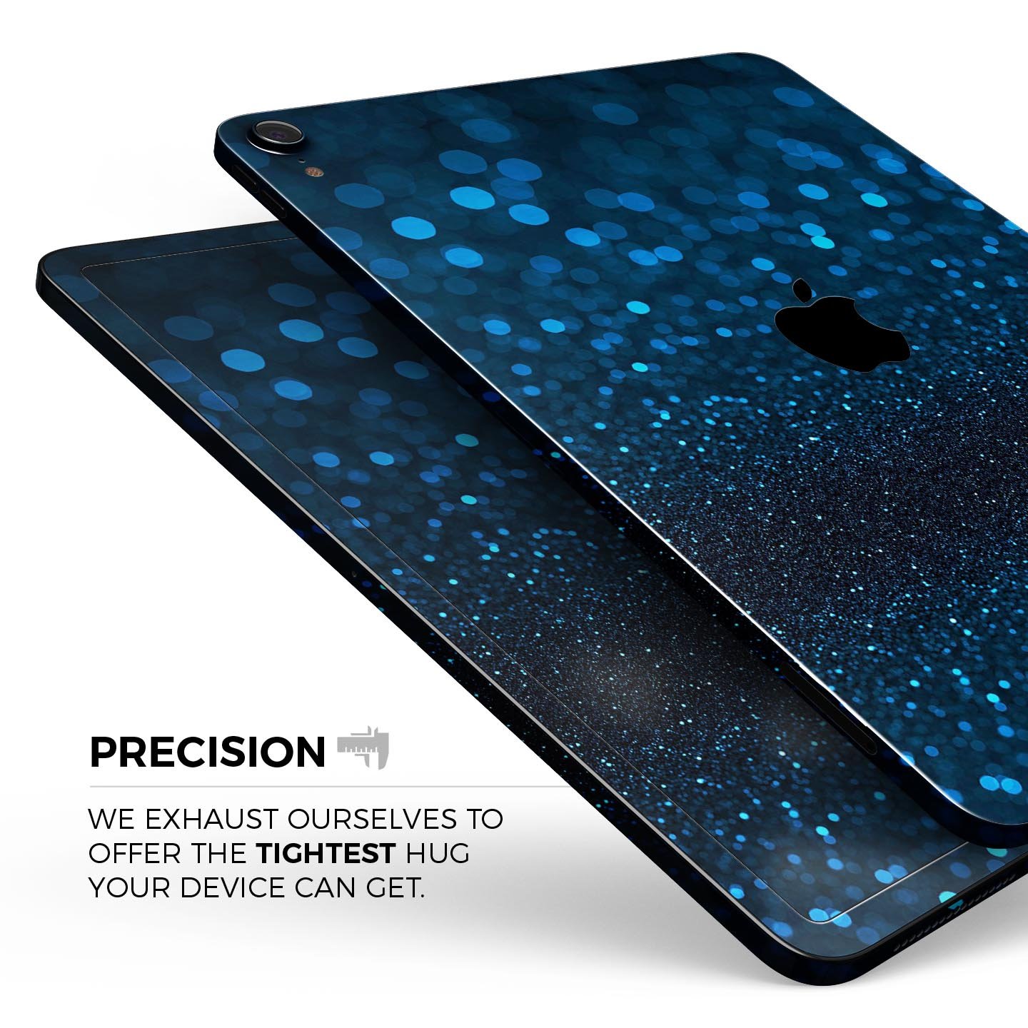 Full body skin decal for Apple iPad in vibrant blue shades, showcasing premium 3M material and sleek design.