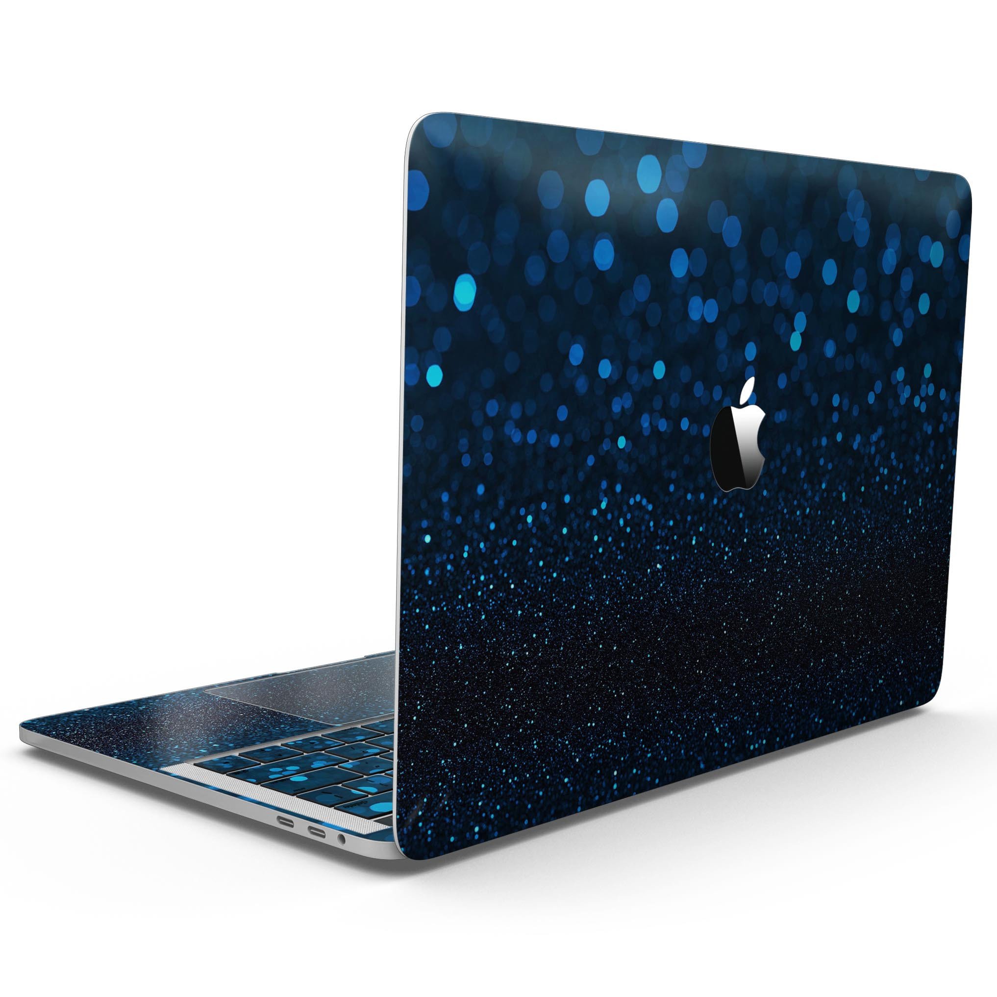 50 Shades of Unflocused Blue MacBook Pro skin kit showcasing vibrant blue design and premium vinyl material.