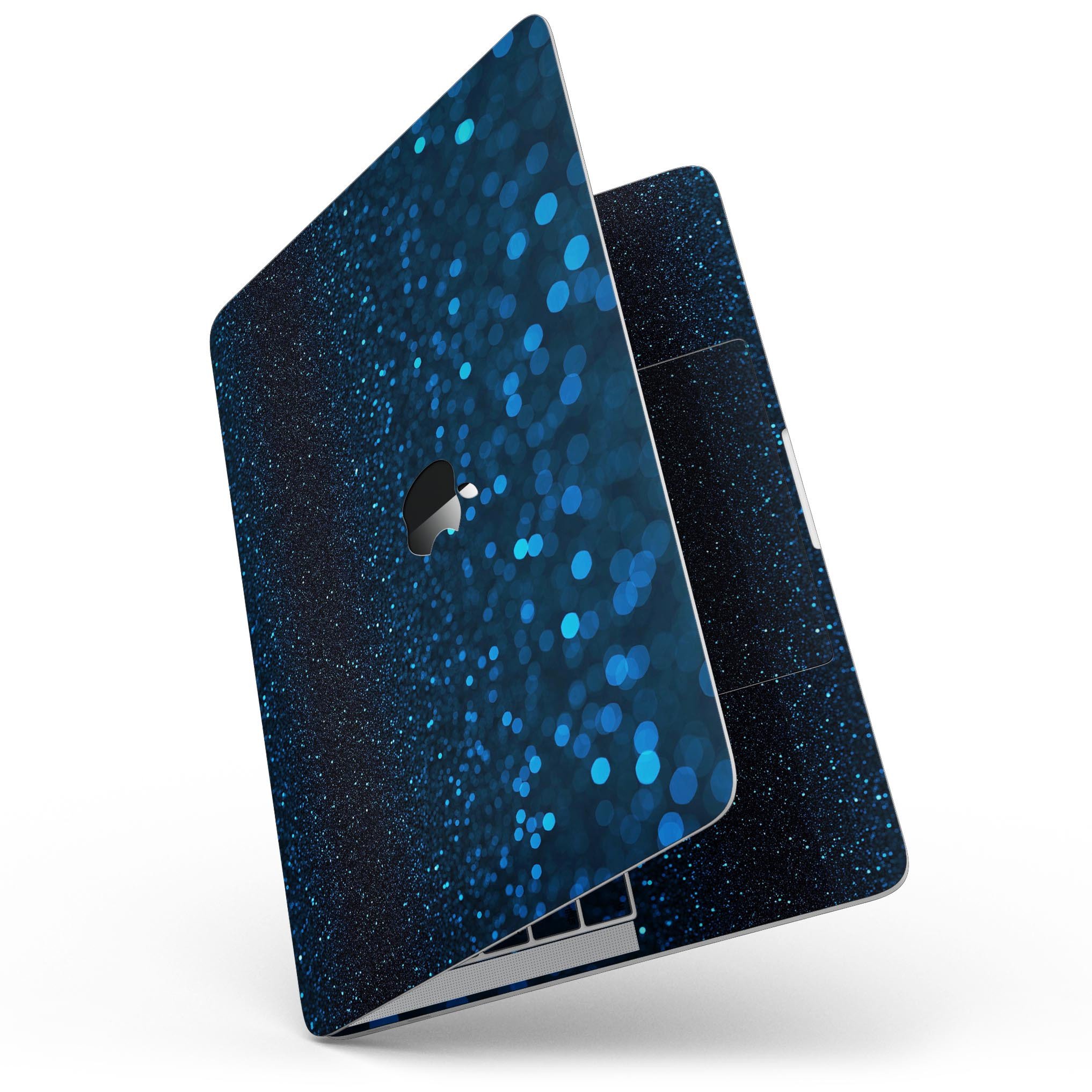 50 Shades of Unflocused Blue MacBook Pro skin kit showcasing vibrant blue design and premium vinyl material.