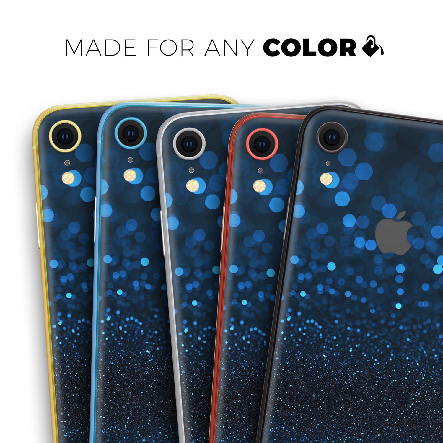 50 Shades of Unflocused Blue skin for Apple iPhone XR and XS, showcasing vibrant color and sleek design.