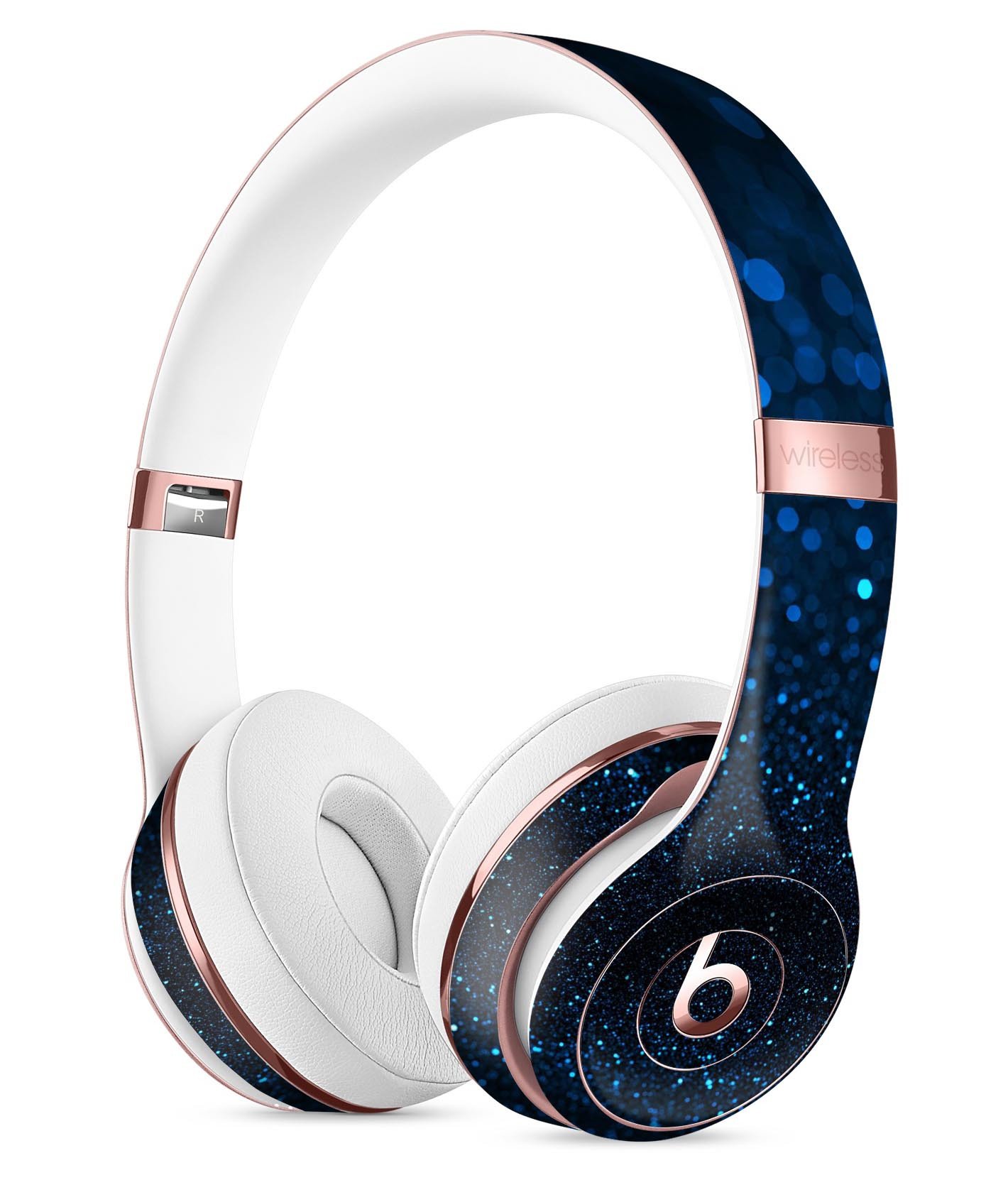 50 Shades of Unfocused Blue Full-Body Skin Kit for Beats by Dre Solo 3 Wireless Headphones, showcasing vibrant blue design.