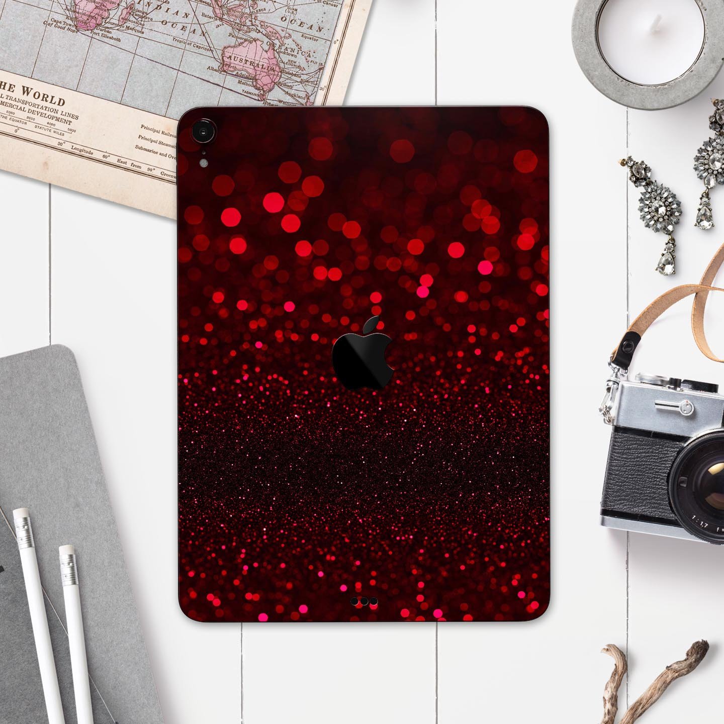 50 Shades of Unfocused Red skin decal for Apple iPad, showcasing vibrant colors and sleek design.