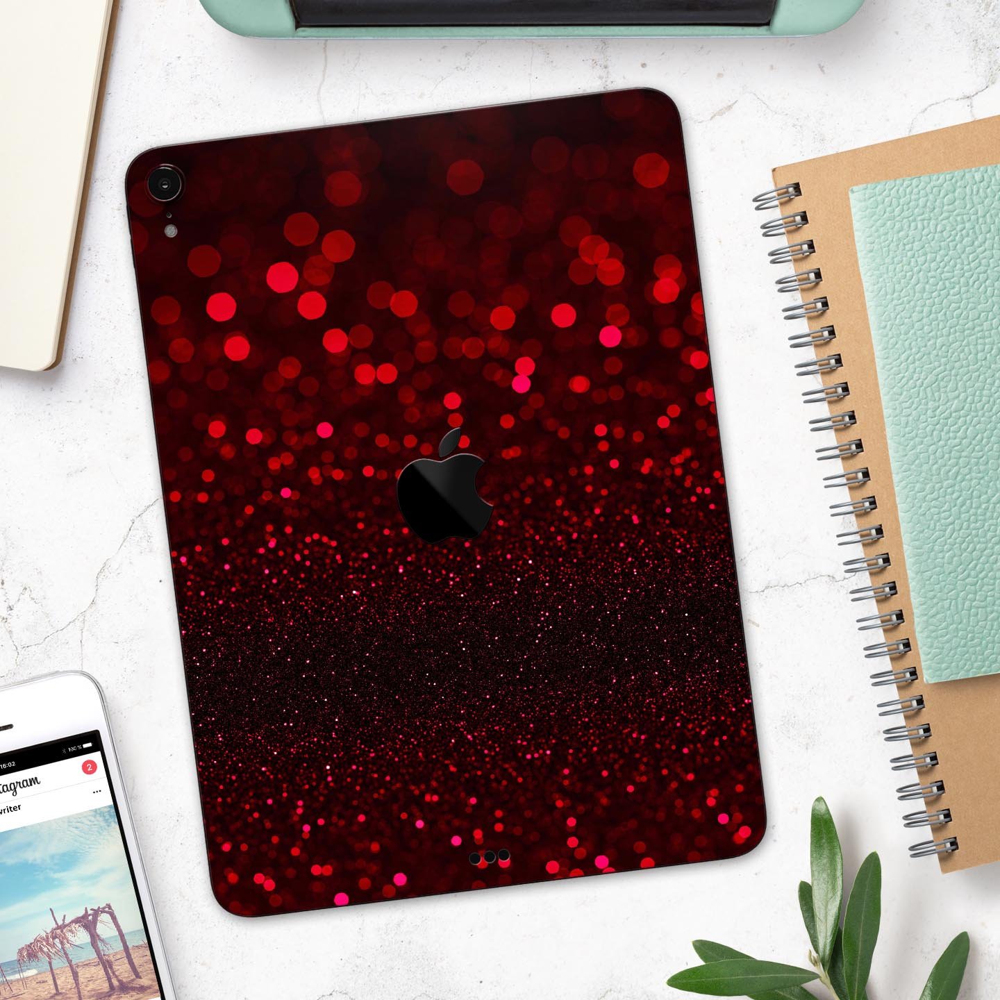 50 Shades of Unfocused Red skin decal for Apple iPad, showcasing vibrant colors and sleek design.