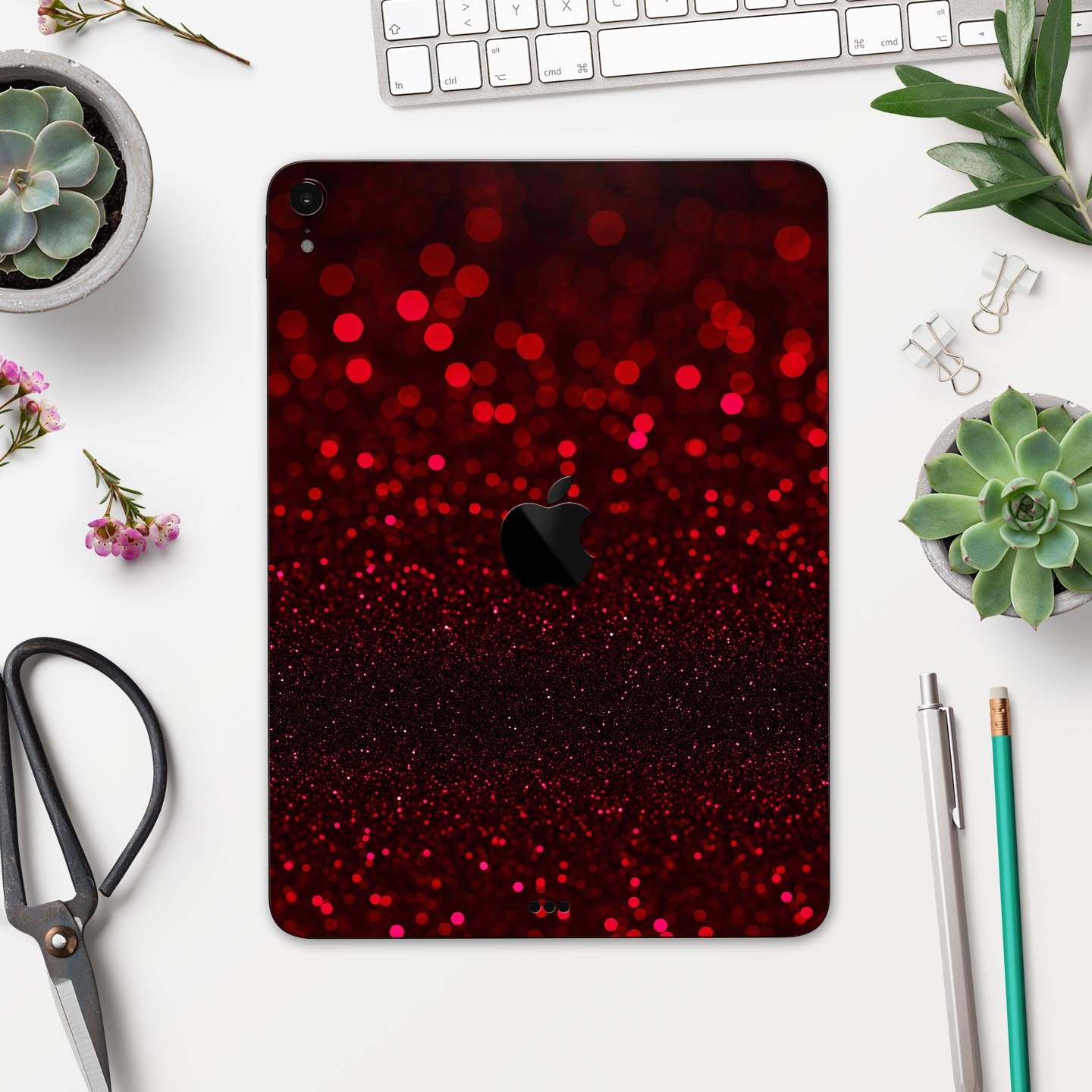 50 Shades of Unfocused Red skin decal for Apple iPad, showcasing vibrant colors and sleek design.