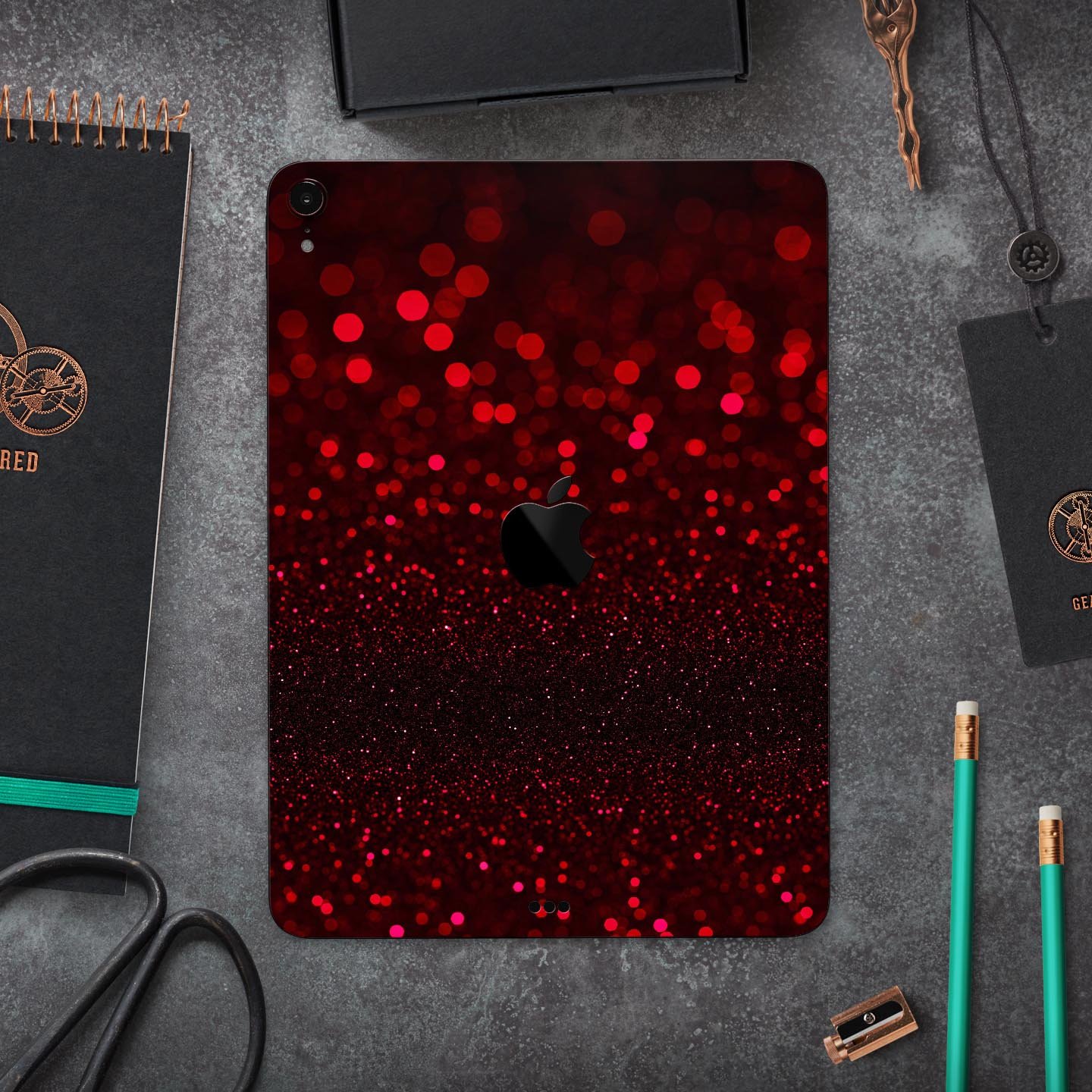 50 Shades of Unfocused Red skin decal for Apple iPad, showcasing vibrant colors and sleek design.