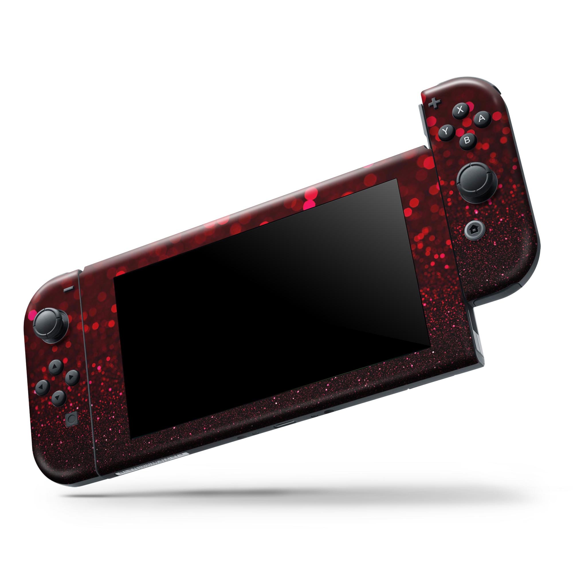 50 Shades of Unfocused Red Skin Wrap Kit for Nintendo Switch, showcasing vibrant red design and premium vinyl material.