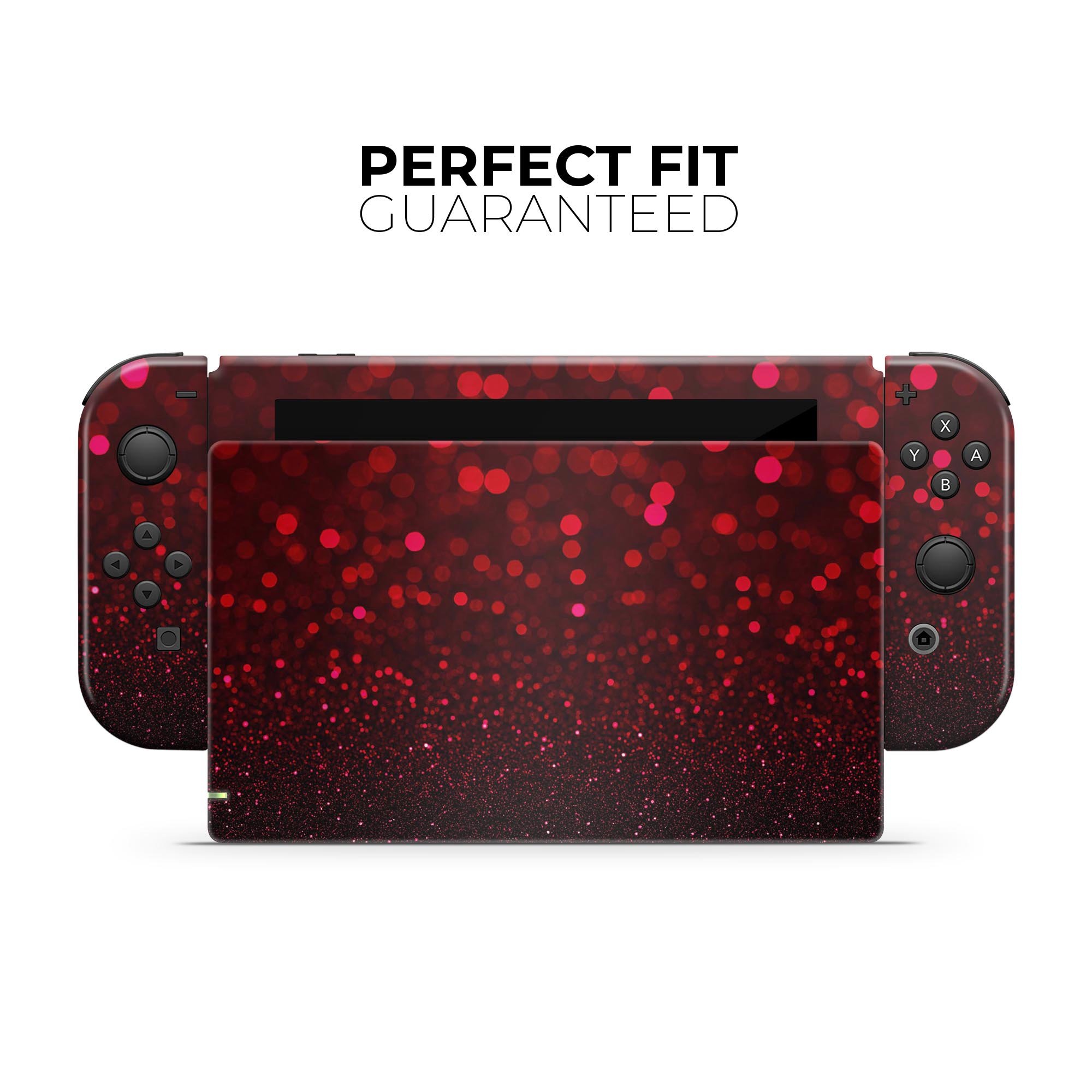 50 Shades of Unfocused Red Skin Wrap Kit for Nintendo Switch, showcasing vibrant red design and premium vinyl material.