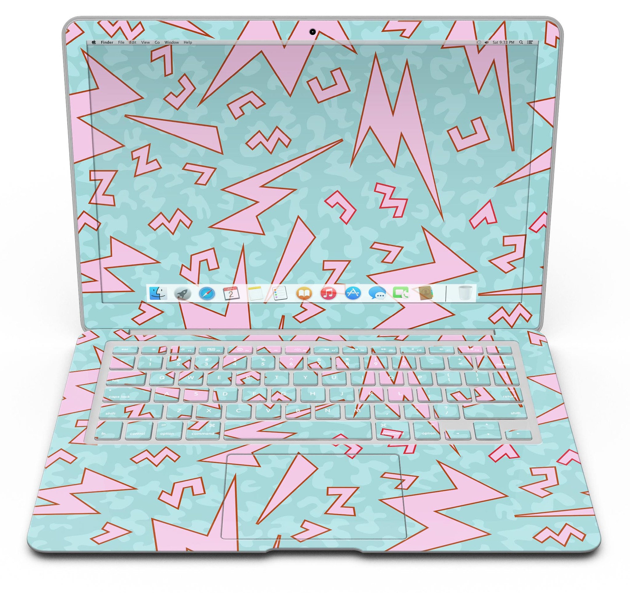 90s Zig Zag MacBook Air Skin Kit showcasing vibrant colors and retro design.