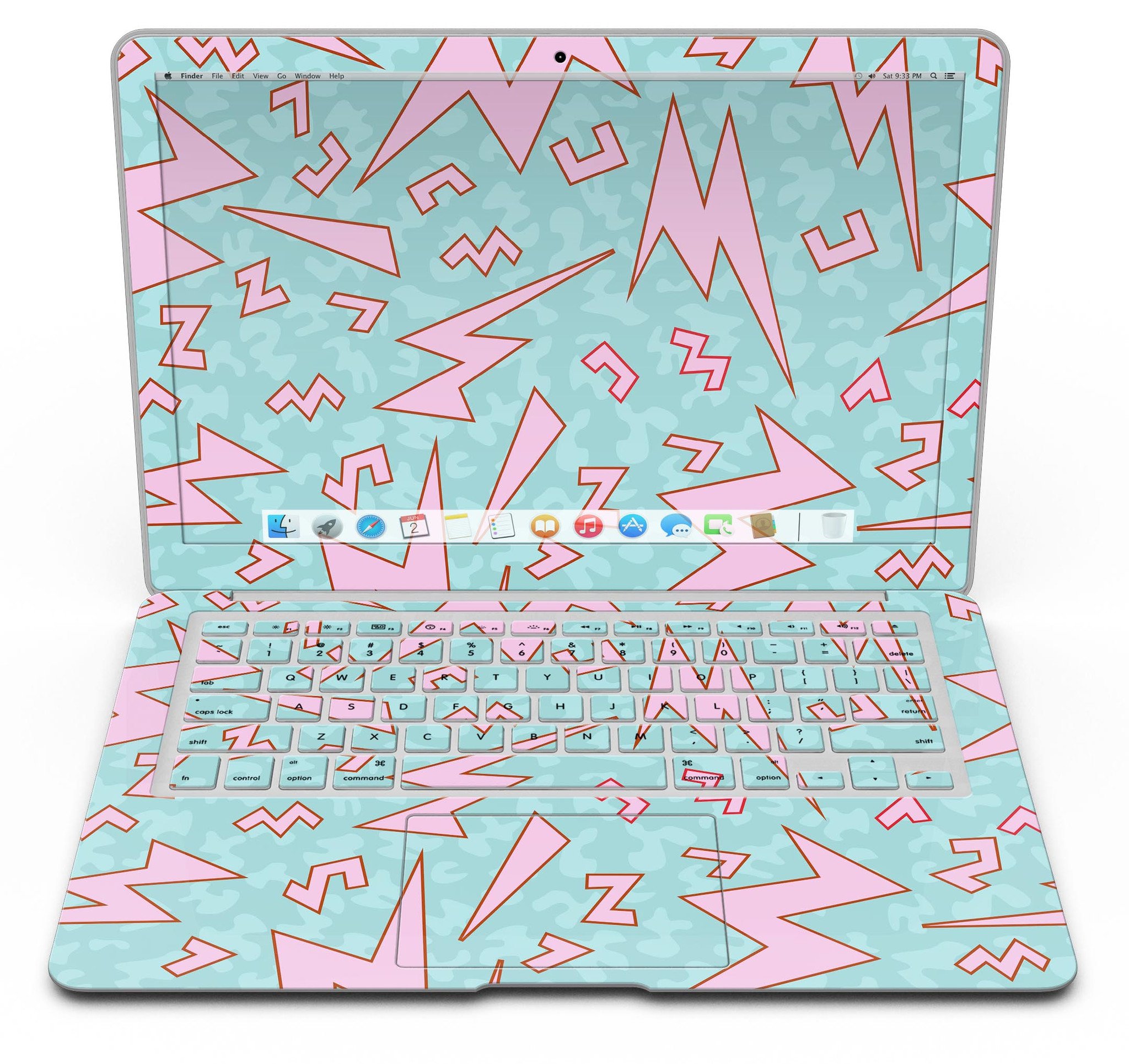 90s Zig Zag MacBook Air Skin Kit showcasing vibrant colors and retro design.