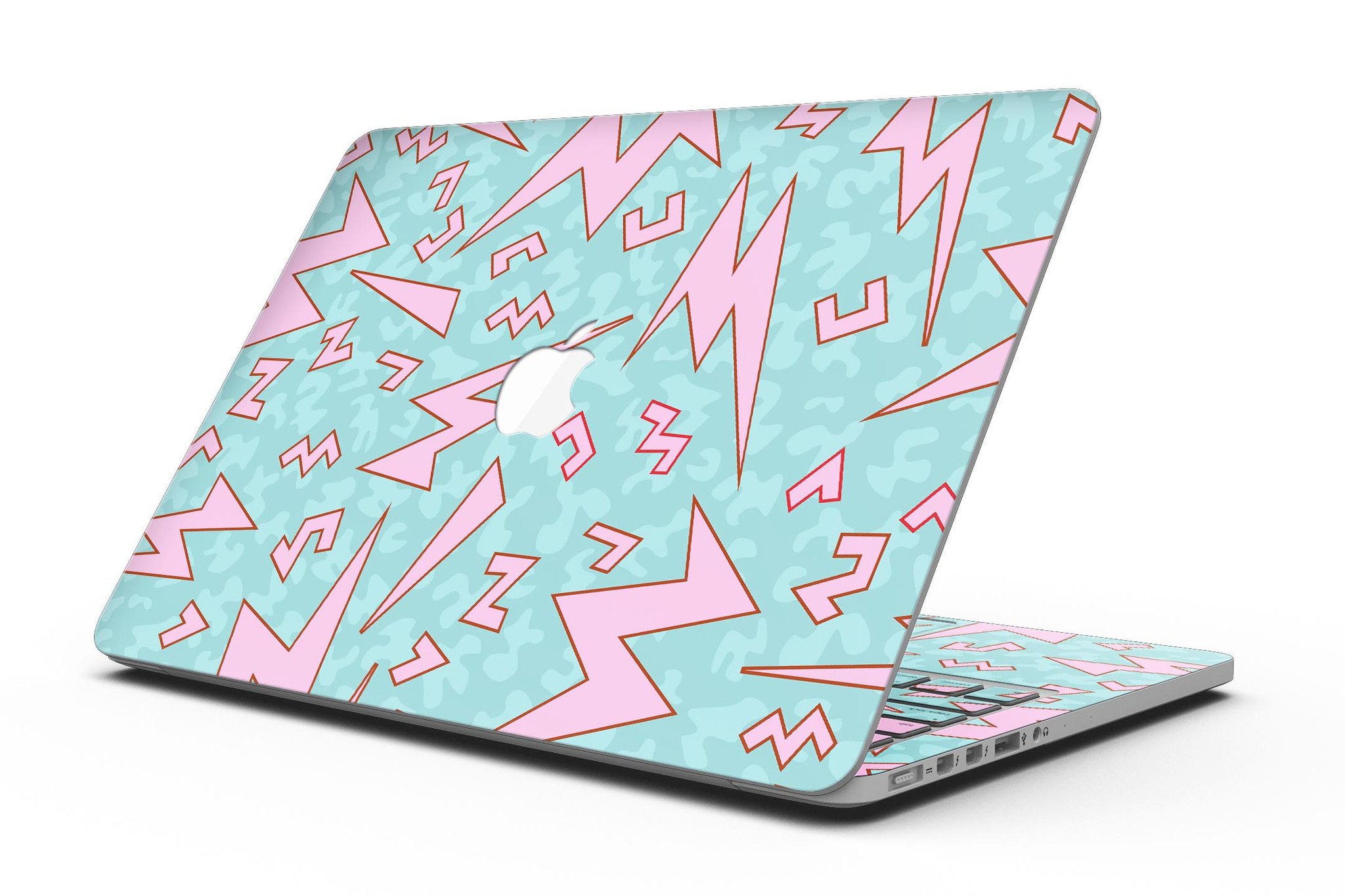 90s Zig Zag skin kit for MacBook Pro with Retina Display, showcasing vibrant colors and unique design.