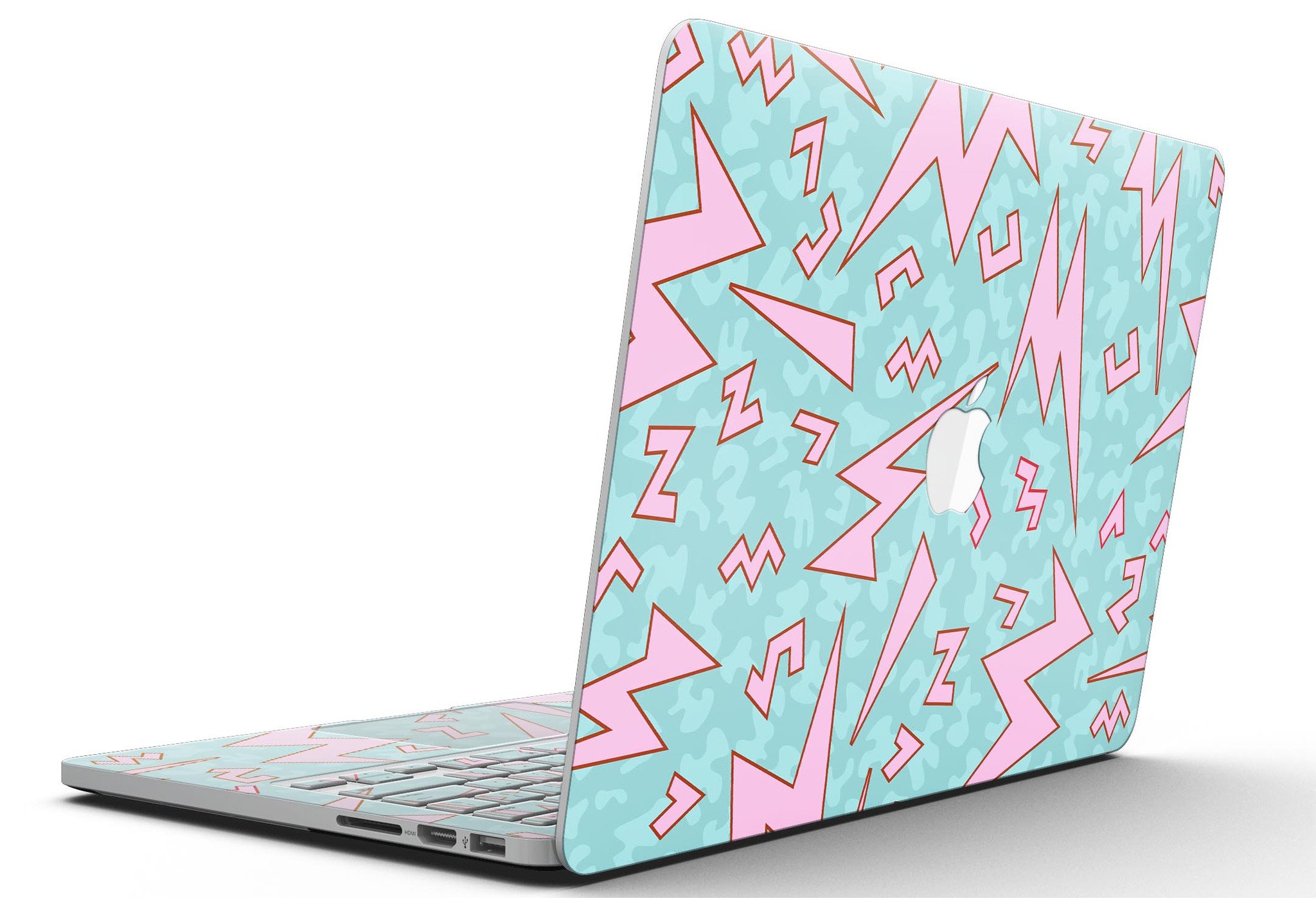 90s Zig Zag skin kit for MacBook Pro with Retina Display, showcasing vibrant colors and unique design.