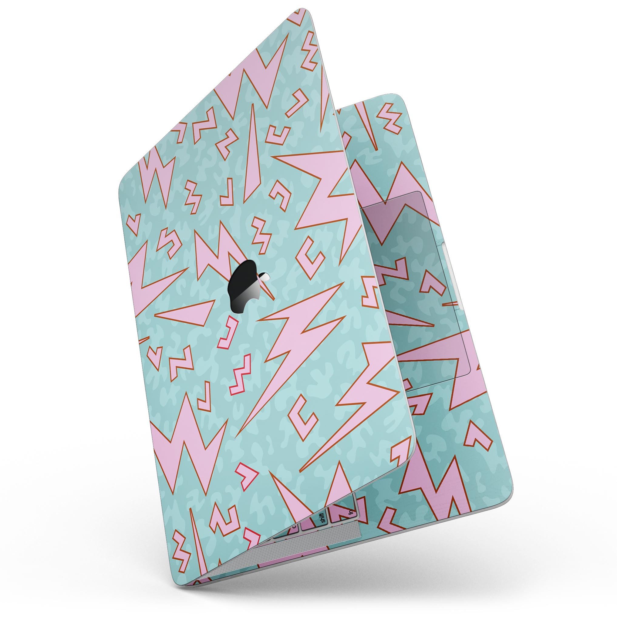 90s Zig Zag skin kit for MacBook Pro with Touch Bar, showcasing vibrant colors and stylish design.