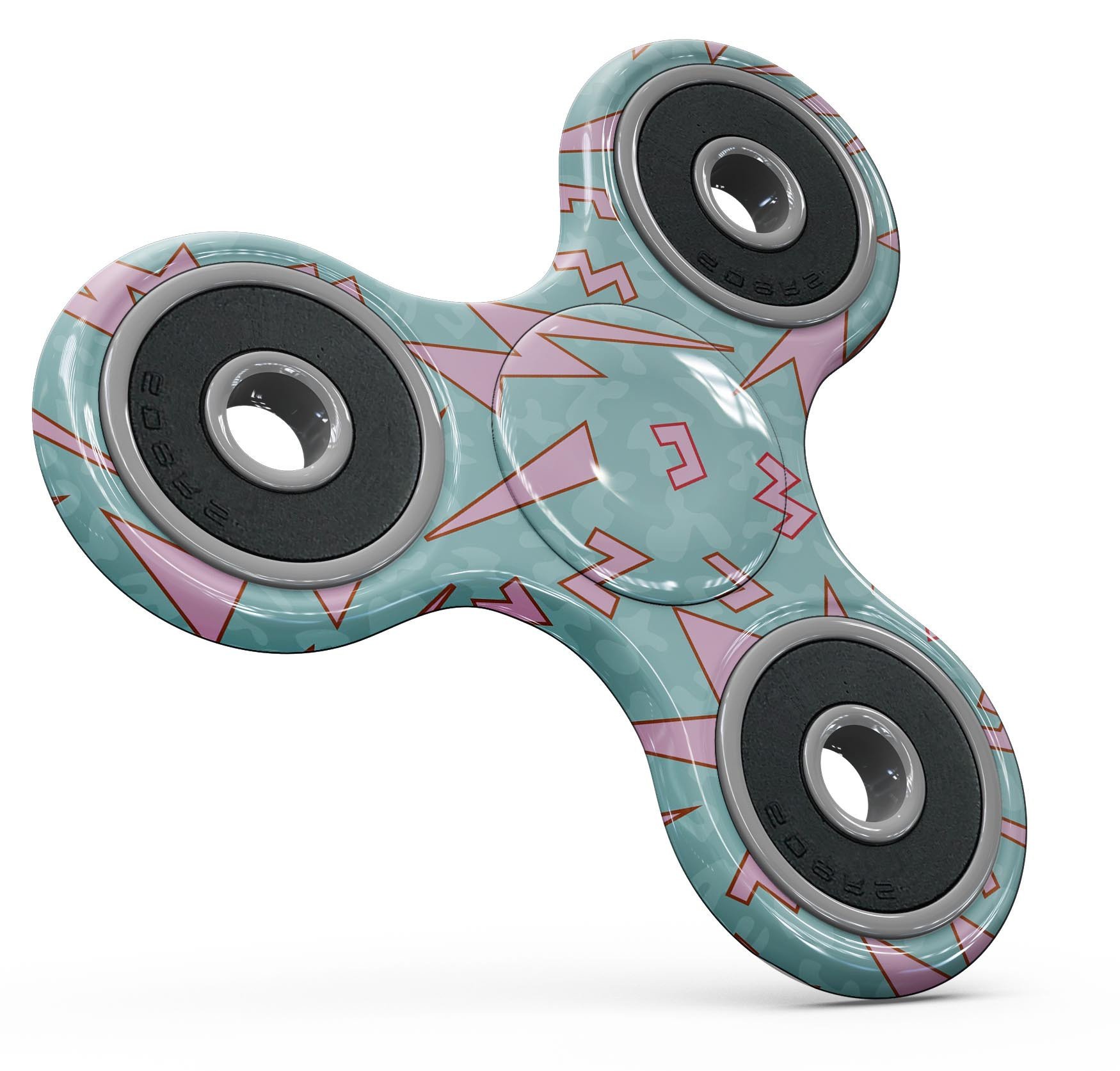 90's Zig Zag Full-Body Fidget Spinner Skin-Kit showcasing vibrant zig zag patterns on a fidget spinner skin.